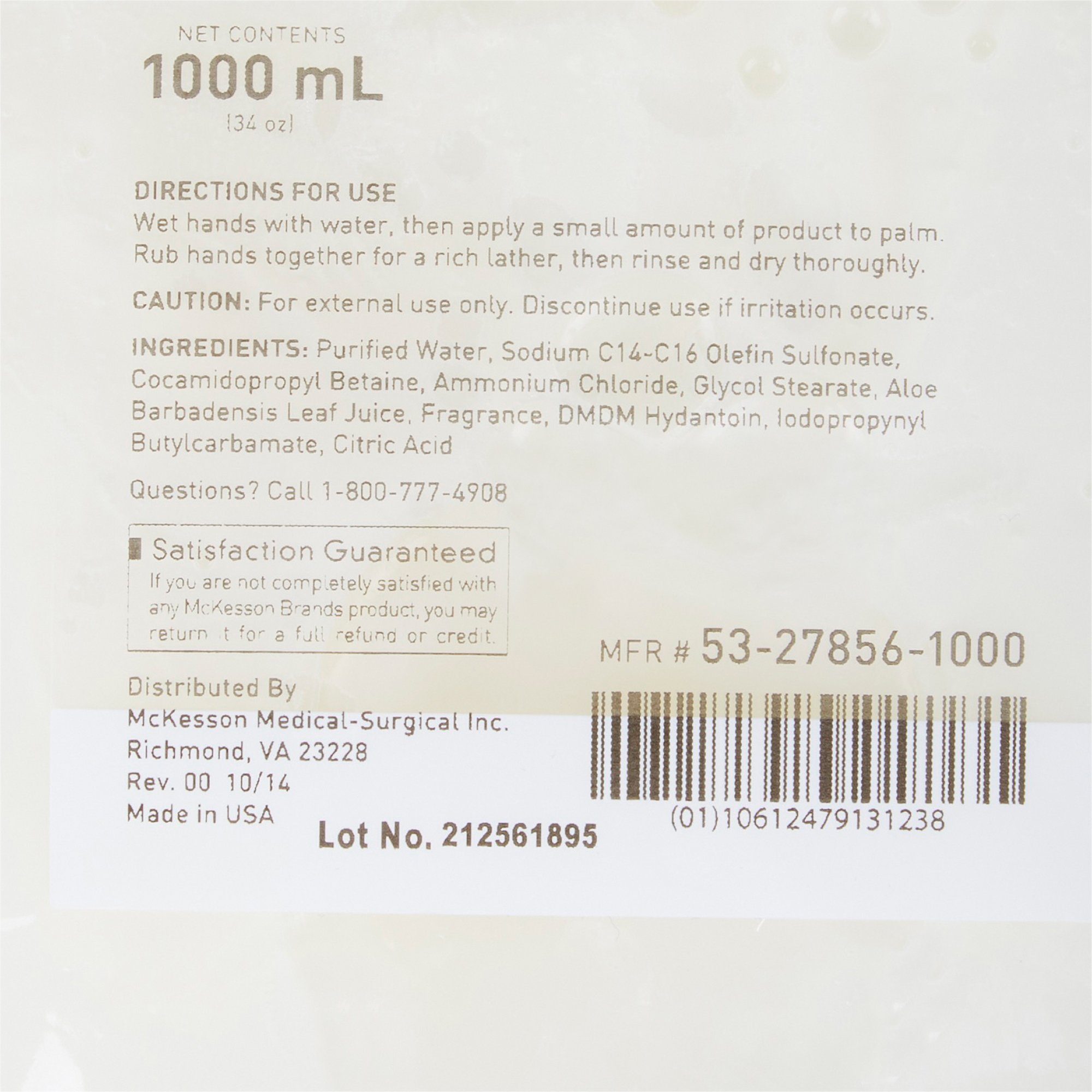 McKesson Brand 53-27856-1000 - McKesson Lotion Soap, 1,000 mL Refill Bag, Fresh Scent - 1/Each, 10/Case