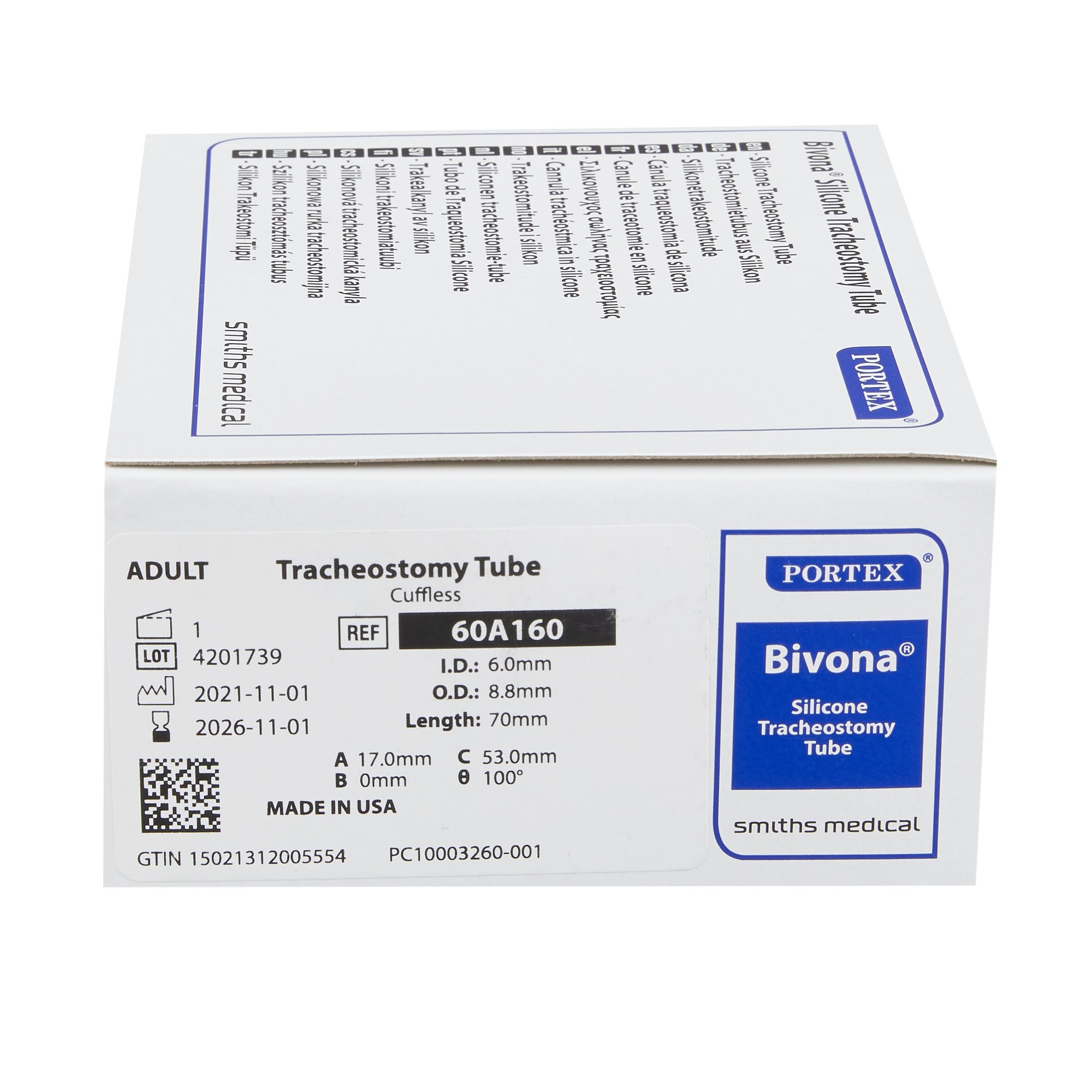 ICU Medical FKA Smiths Medical - 60A160 Bivona® Tracheostomy Tube