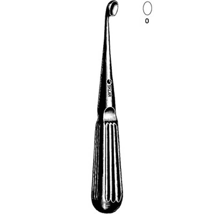 Sklar - 40-7110 Bone Curette Sklar® Bruns 6-3/4 Inch Length Hollow Handle with Grooves Size 0 Tip Straight Oval Cup Tip