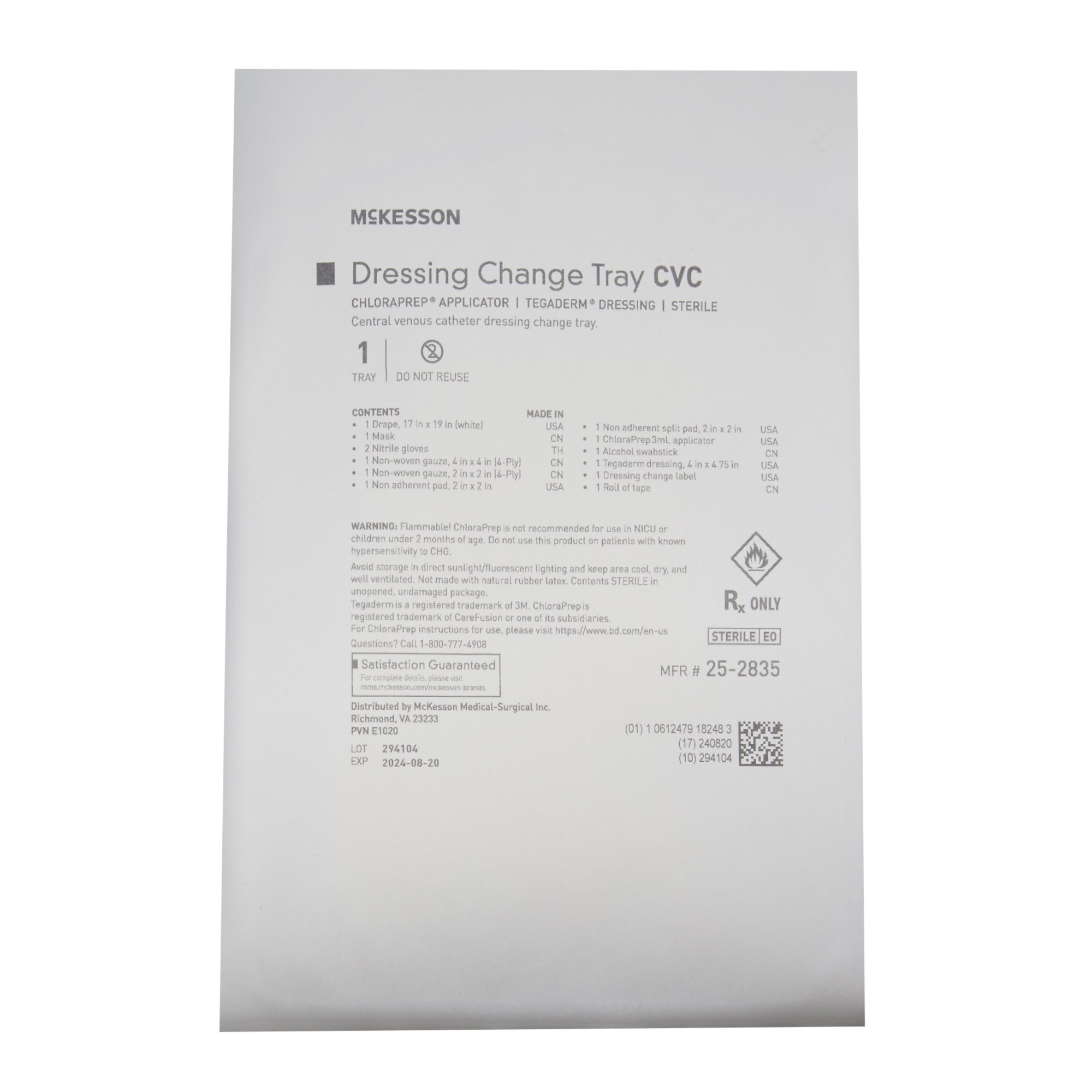 McKesson Brand - 25-2835 McKesson Central Line Dressing Change Tray