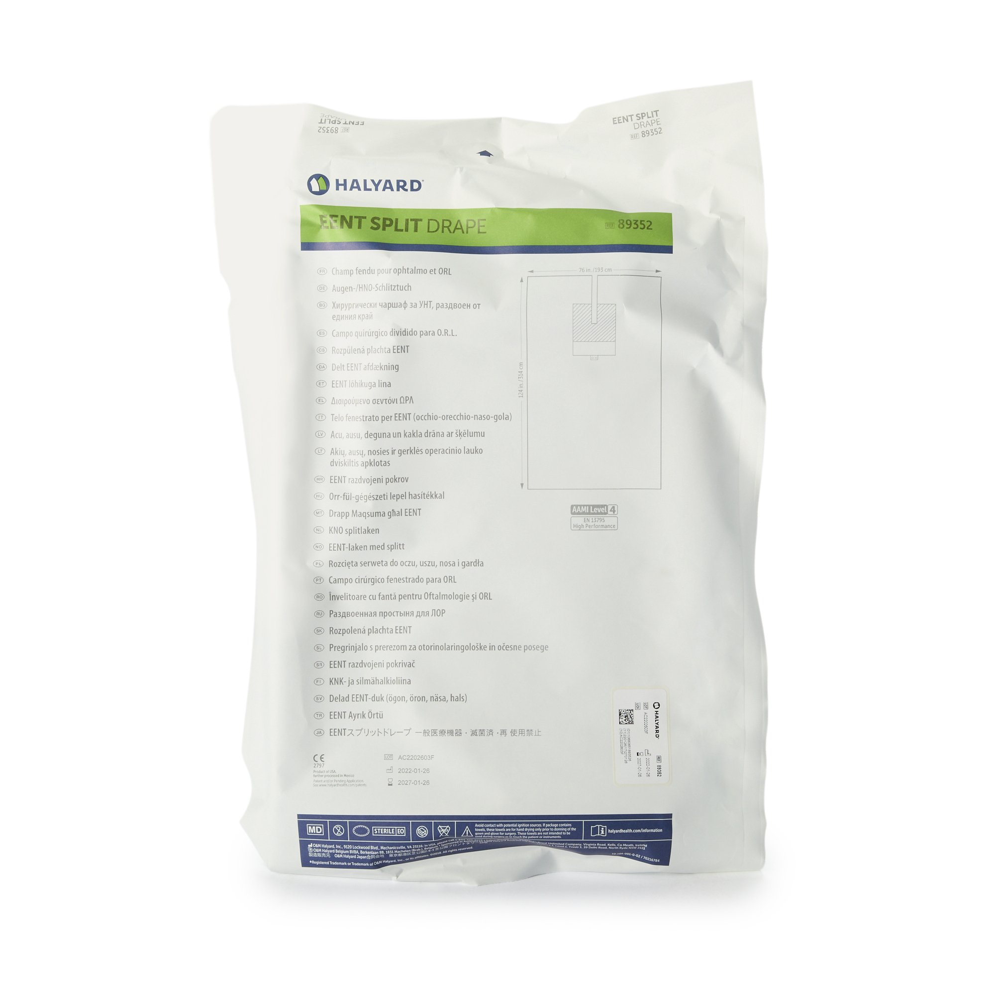 O&M Halyard Inc 89352 - Halyard Sterile Split EENT Drape, 76 x 124 Inch - 1/Each, 18/Case