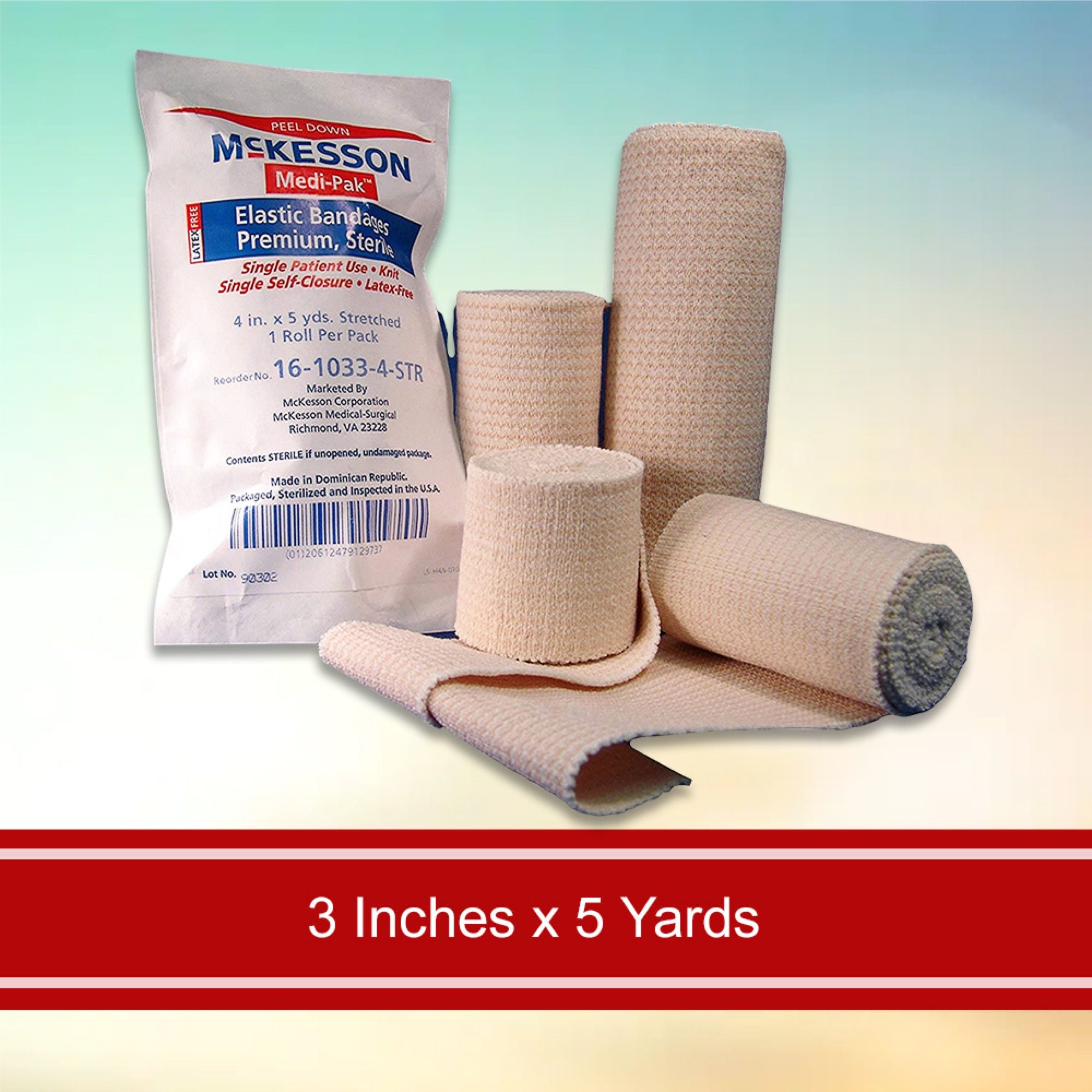 McKesson Brand - 16-1033-3-STR McKesson hook-and-loop closure Elastic Bandage
