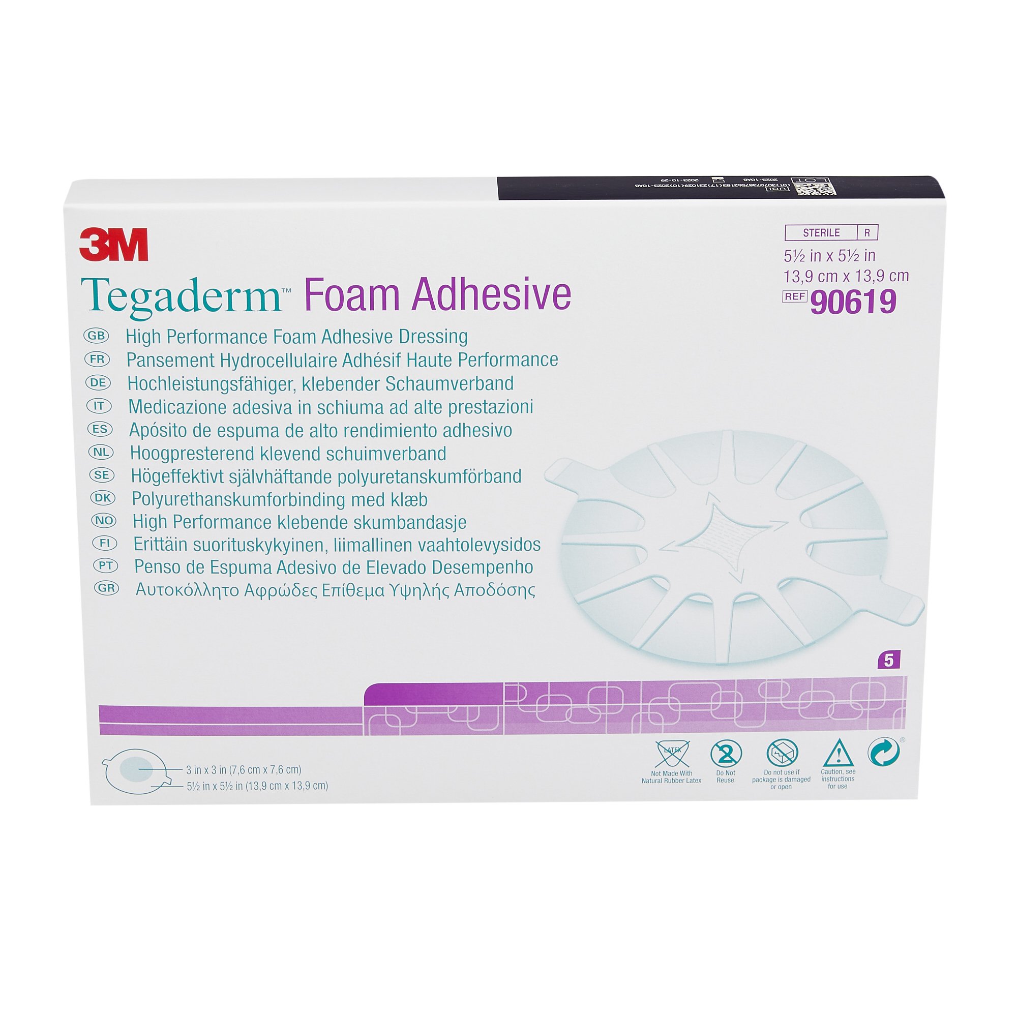 Solventum Corporation - 90619 3M™ Tegaderm™ High Performance Adhesive w/ Border Foam Dressing