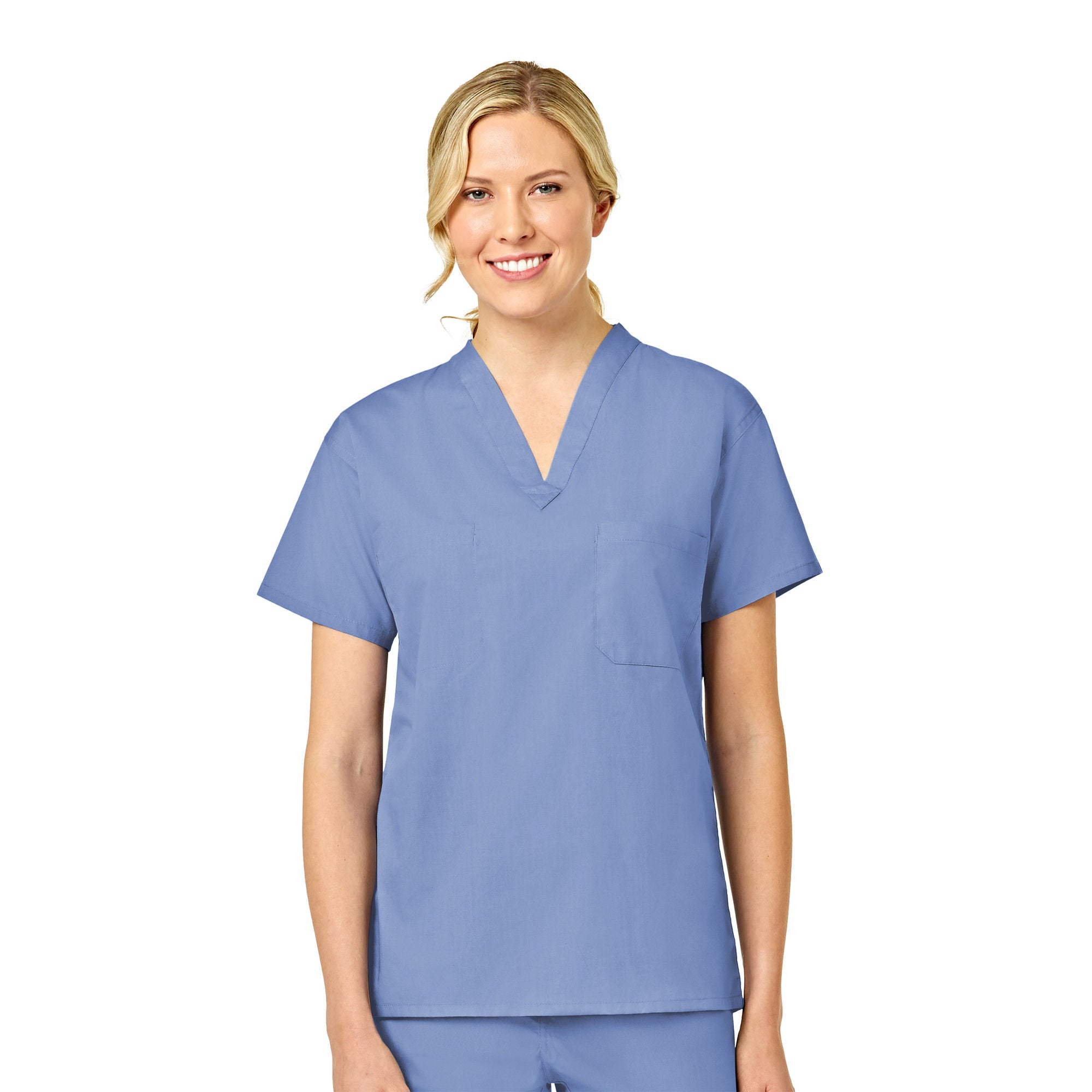 Fashion Seal Uniforms - 6796-M Provider Scrub Shirt Fashionblend® Medium Ceil Blue 2 Pockets Short Sleeve Unisex