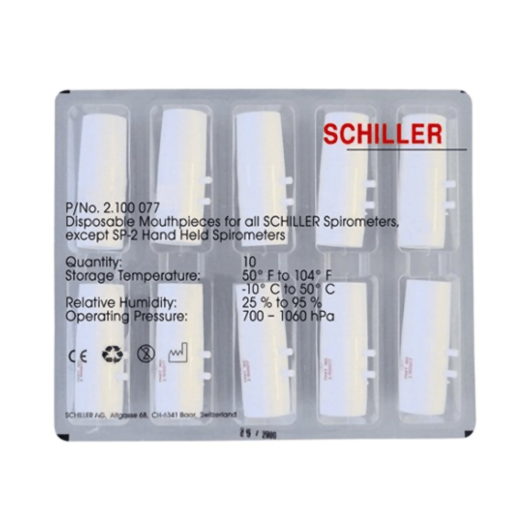Schiller America 2.100077 - Schiller America Spirometer Mouthpiece - 10/Box