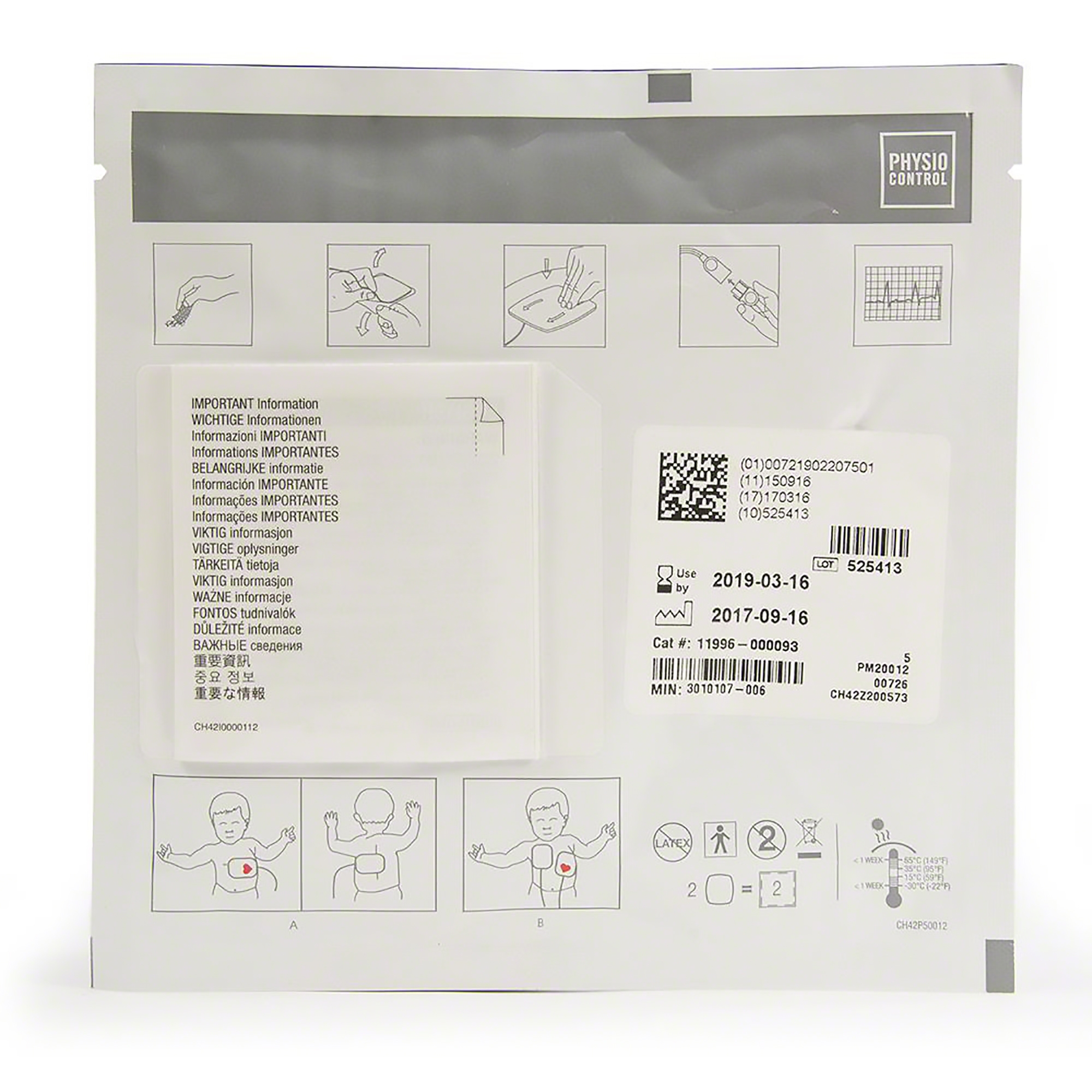 The Palm Tree Group 11996-000093 - Edge System™ AED Defibrillator Pad for use with a LIFEPAK 12, 15 or 20 - 1/Pack