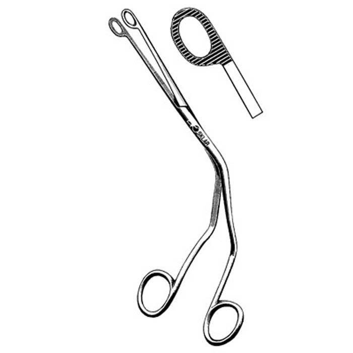 Sklar - 96-2689 Catheter Forceps Econo Sterile™ Magill 8 Inch Length Floor / Office Grade Pakistani Stainless Steel Sterile NonLocking Finger Ring Handle Straight Fenestrated Serrated Oval Tips