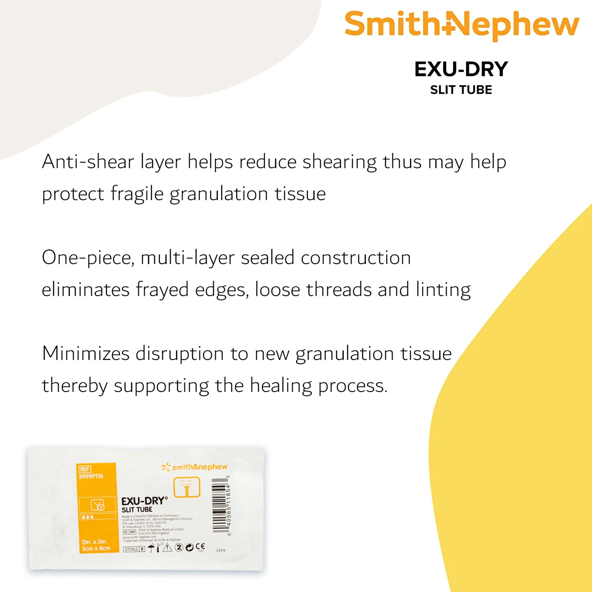 Smith & Nephew 5999PTM - Exu-Dry Slit Tube Wound Dressing, 2 x 3 inch - 1/Each, 50/Case