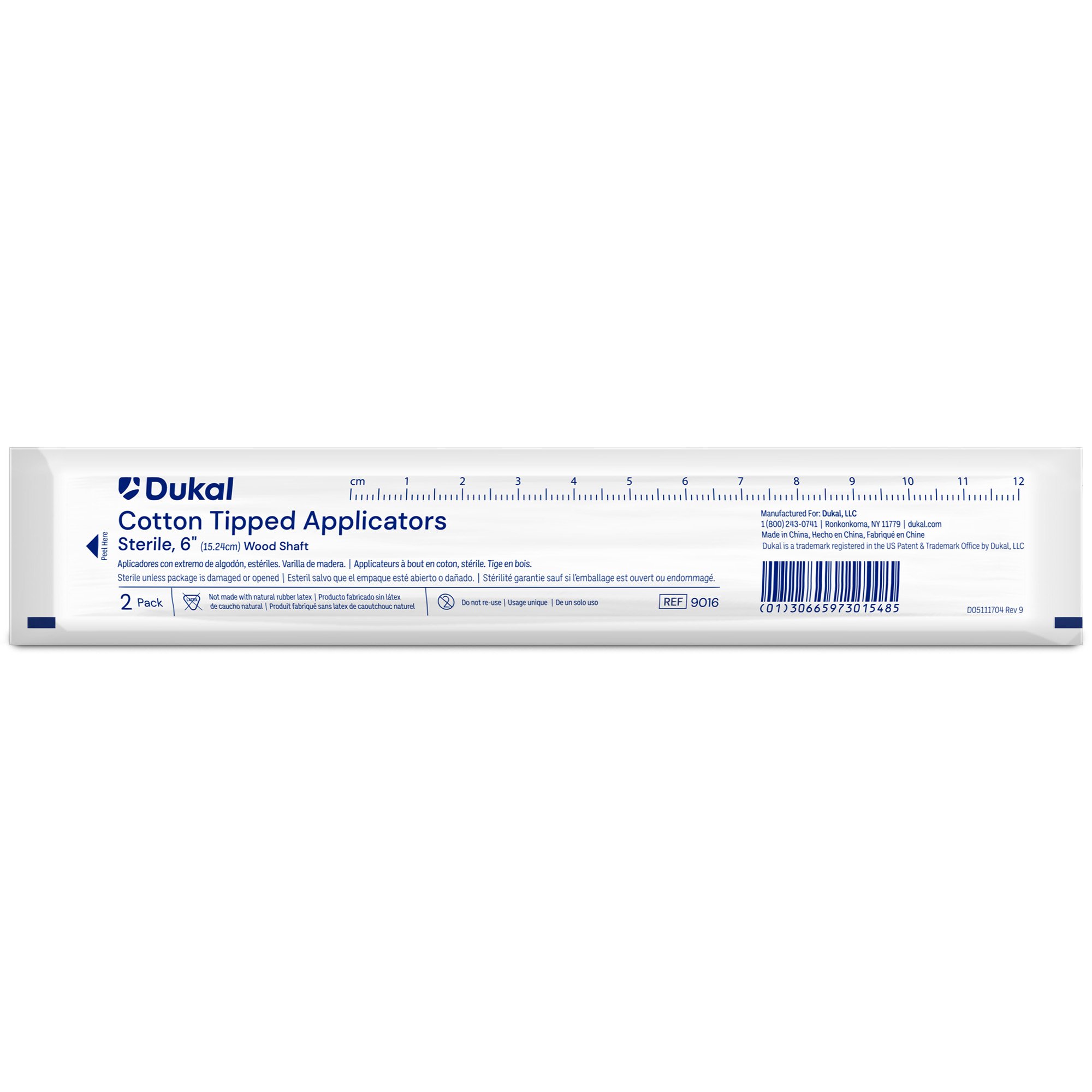 Dukal 9016 - Dukal™ Sterile Swabstick, Cotton Tip, Wood Shaft - 1/Box, 10/Case
