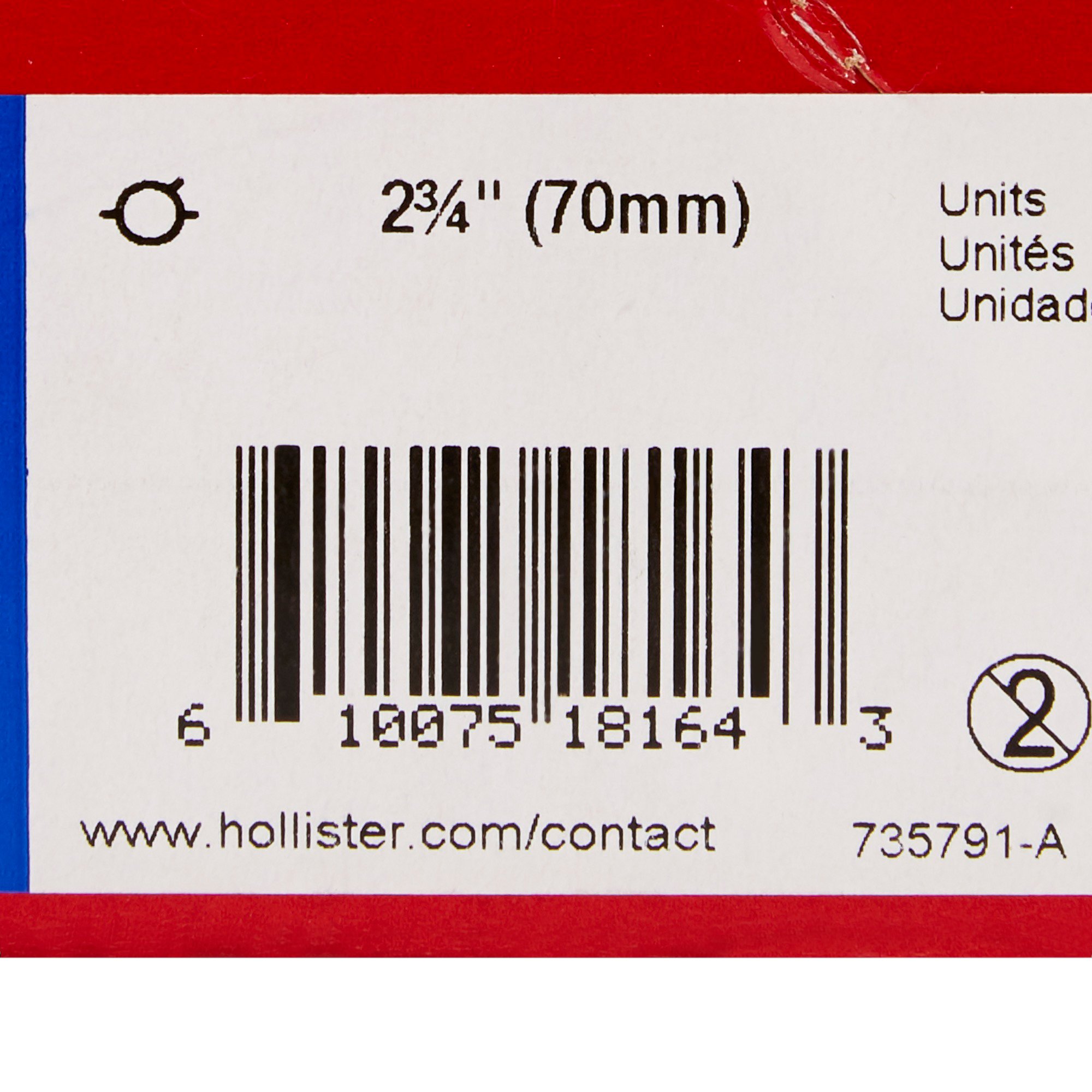 Hollister 18164 - New Image™ 18164 Two-Piece Transparent Ostomy Pouch, Pre-cut to Fit 70 mm, Blue - 10/Box
