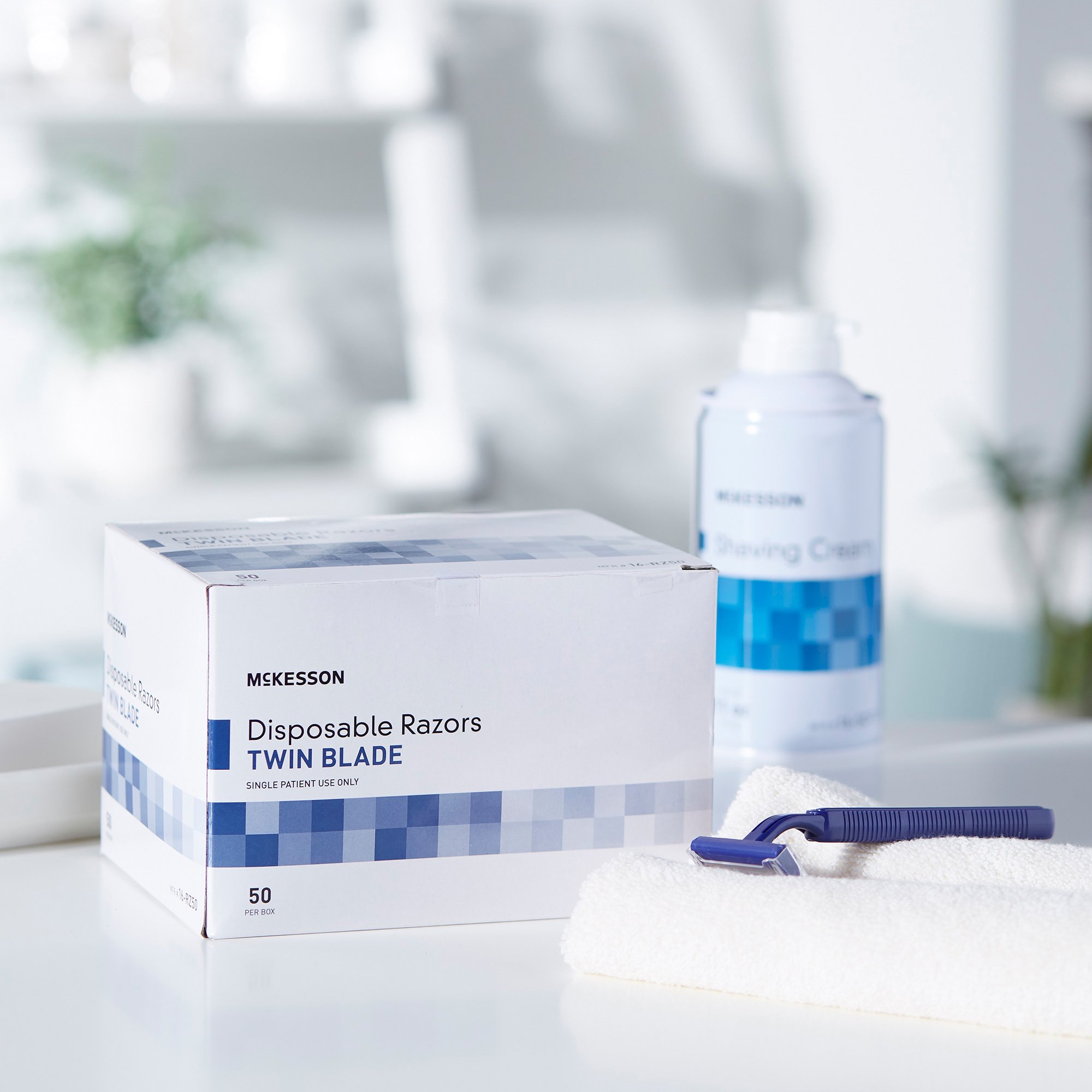 McKesson Brand 16-RZ50 - McKesson Twin-Blade Disposable Razor, Blue - 1/Each, 50/Box, 100/Case