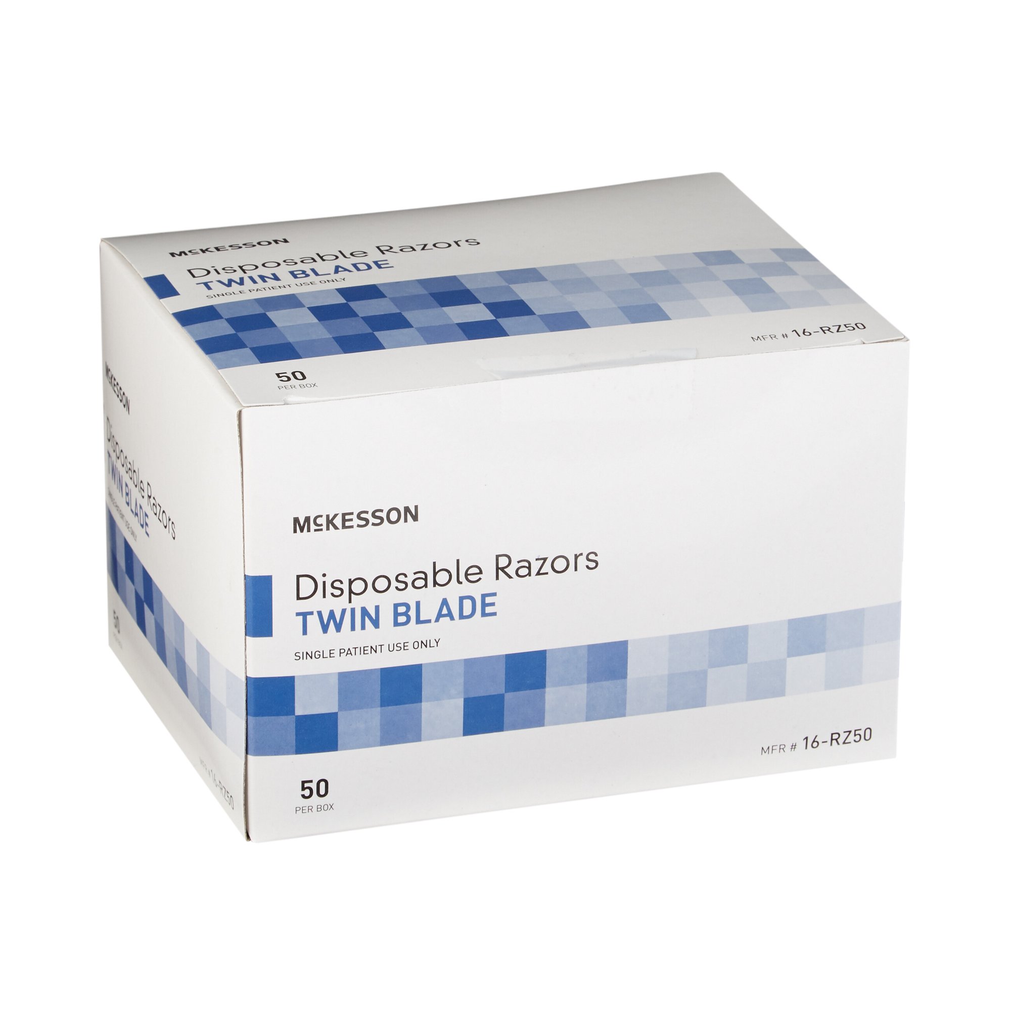 McKesson Brand 16-RZ50 - McKesson Twin-Blade Disposable Razor, Blue - 1/Each, 50/Box, 100/Case