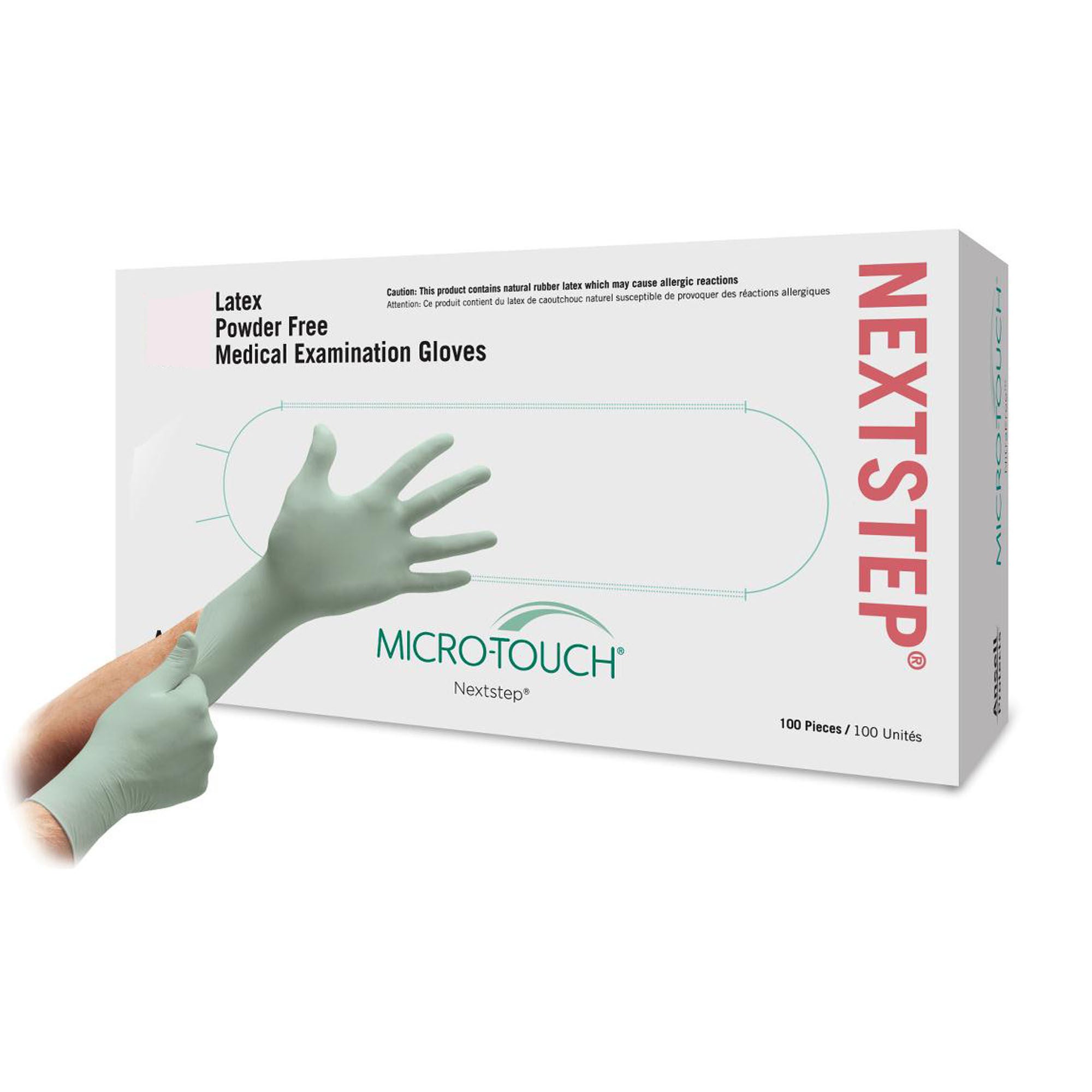 Ansell - 3201 Exam Glove Micro-Touch® NextStep® Small 100 per Box NonSterile Latex Standard Cuff Length Fully Textured Green Not Rated