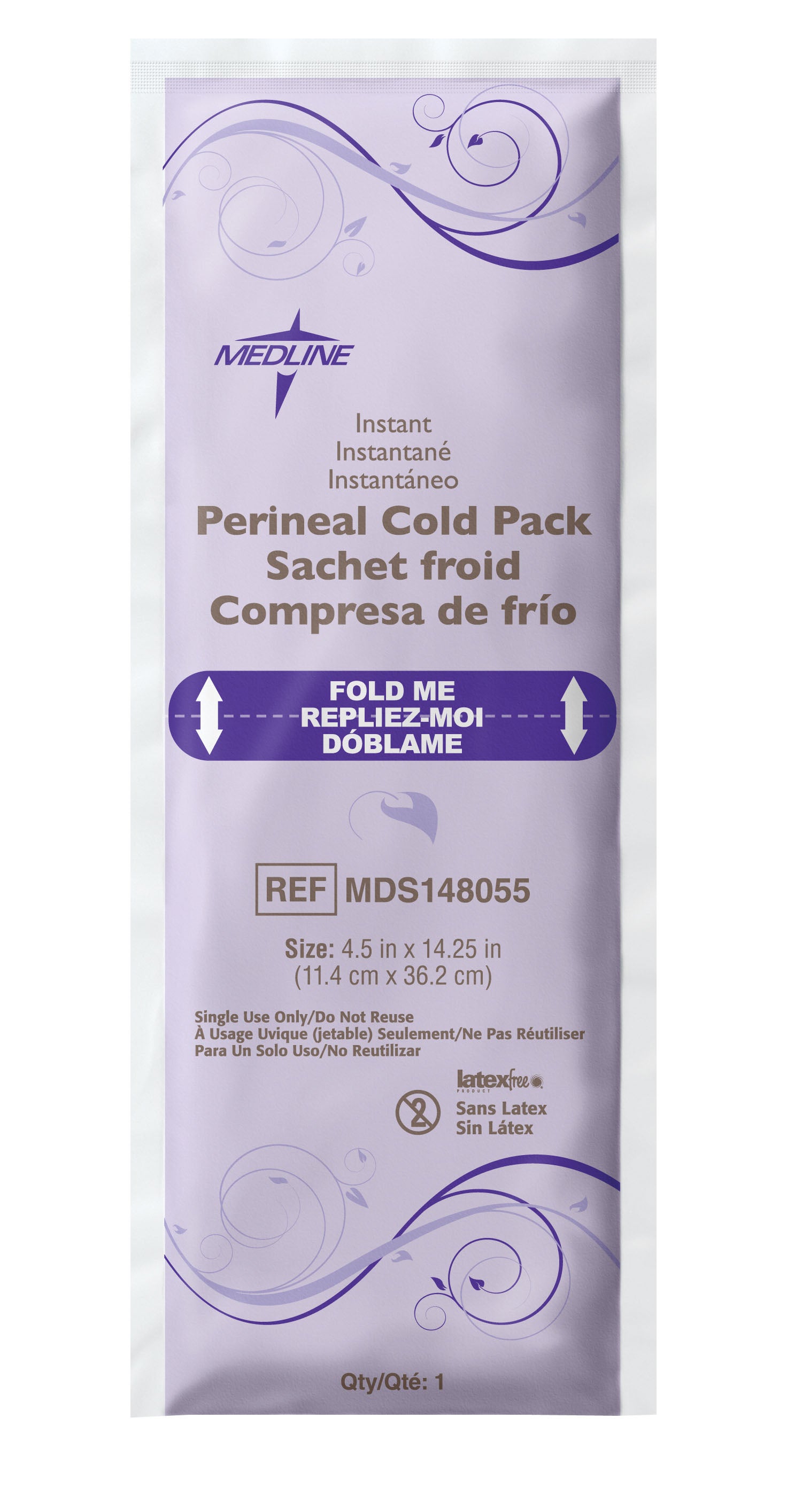Medline - MDS138055 Instant Cold Pack Medline Perineal One Size Fits Most 4-1/2 X 14-1/4 Inch Plastic / Calcium Ammonium Nitrate / Water Disposable