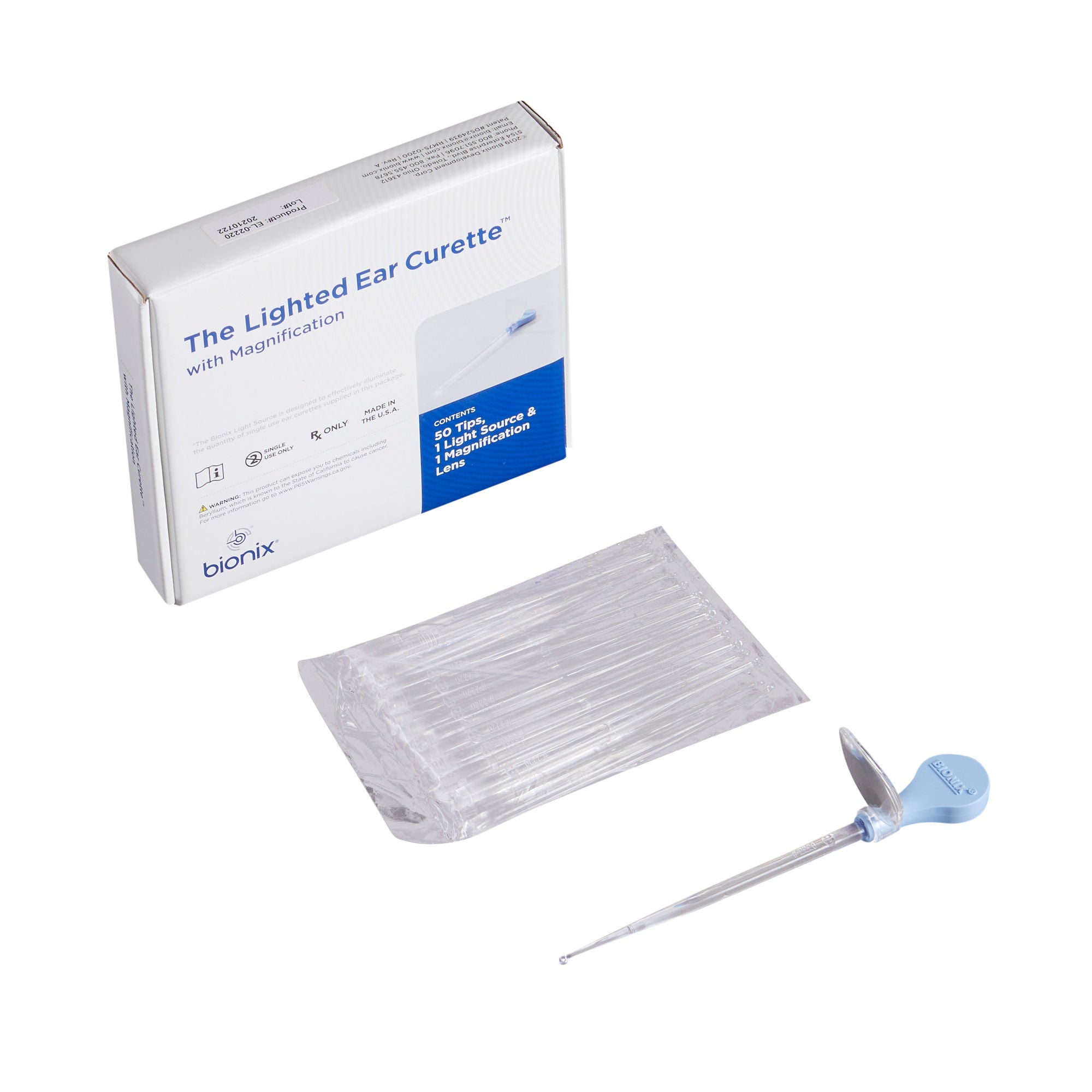 Bionix - 2220 Ear Curette Kit with Non-Rechargeable Light MicroLoop® Round Handle 3 mm Tip Micro Loop Tip
