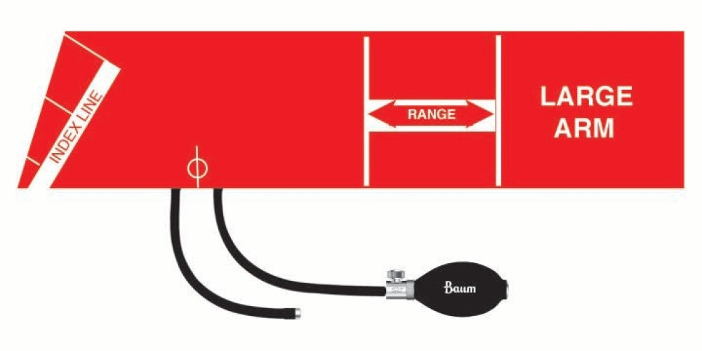 W.A. Baum - 1825S Reusable Blood Pressure Cuff and Bulb Calibrated® V-Lok® 33 to 47 cm Arm Polyester Fabric Cuff Large Adult Cuff