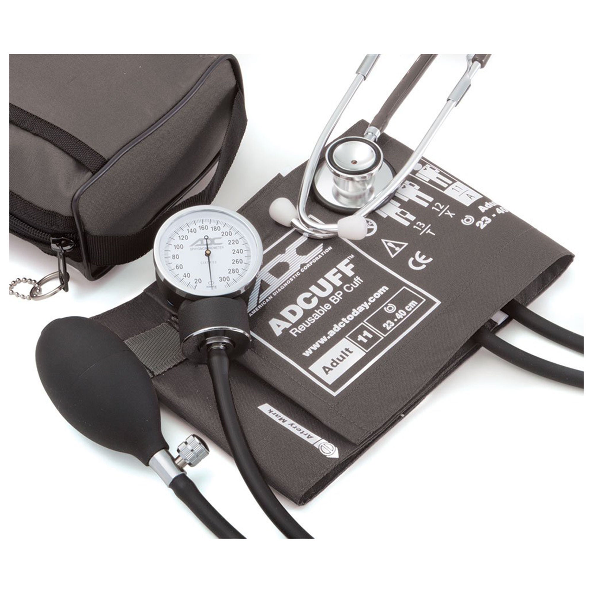 American Diagnostic Corp - 768-670-11ABK Reusable Aneroid / Stethoscope Set Pro's Combo II™ 23 to 33 cm Adult Cuff Dual Head General Exam Stethoscope Pocket Aneroid