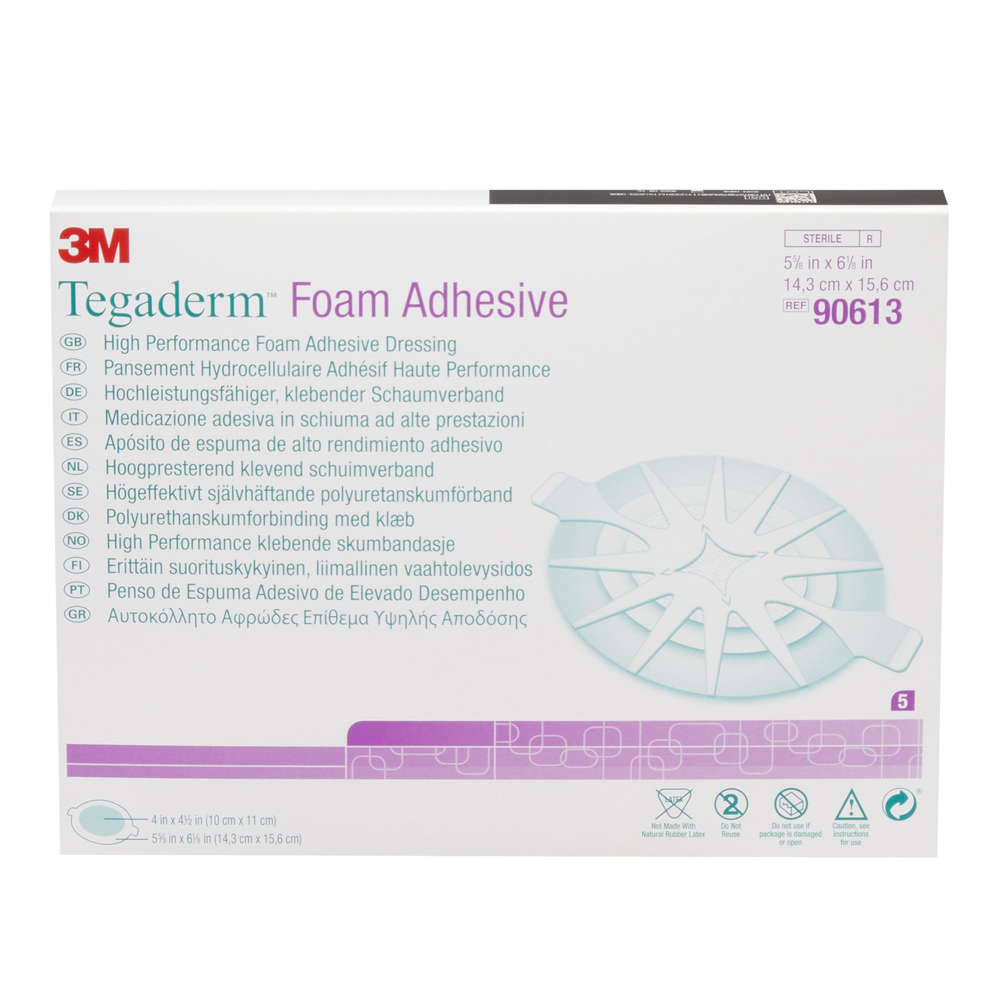 Solventum Corporation - 90613 3M™ Tegaderm™ High Performance Adhesive w/ Border Foam Dressing