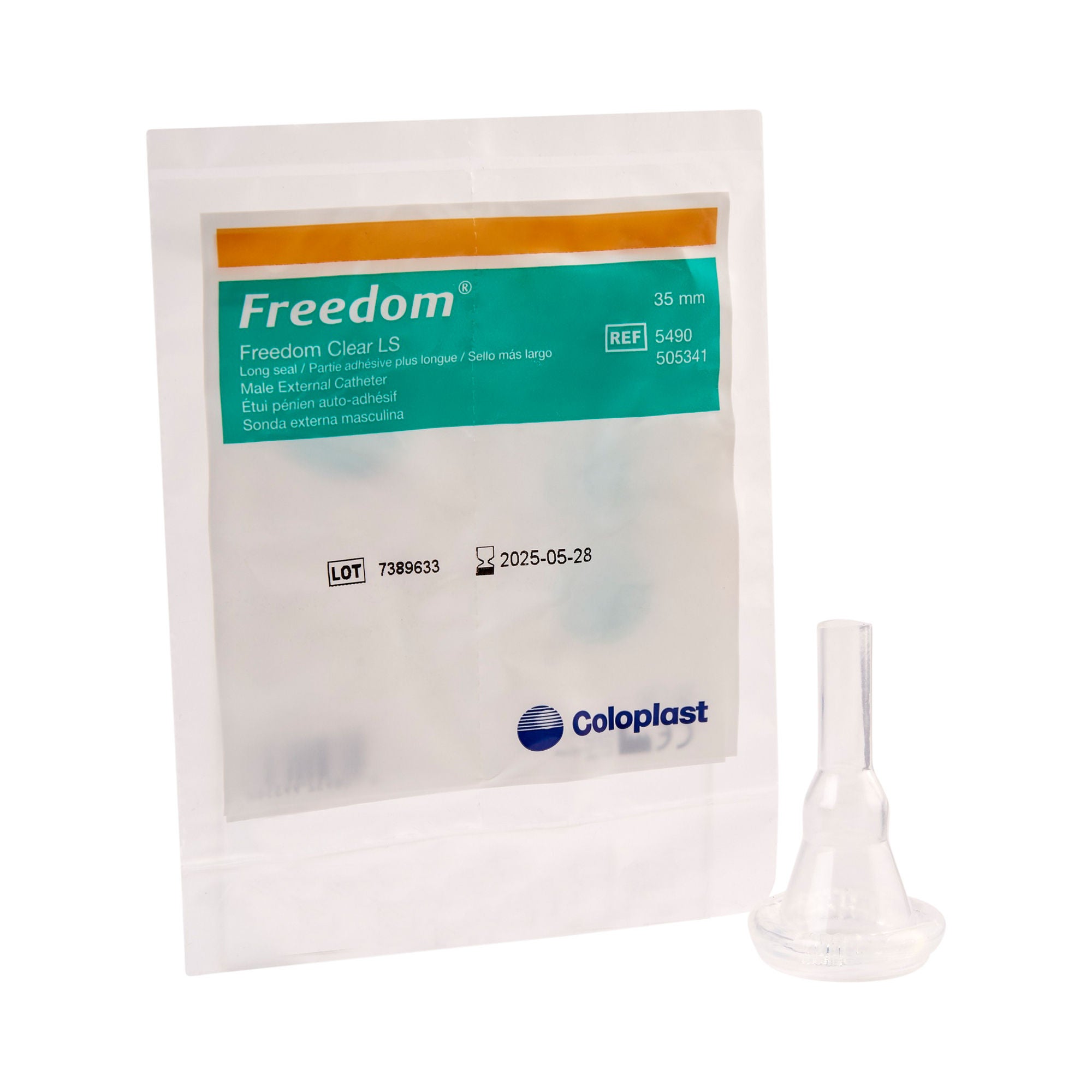Coloplast - 5490 Male External Catheter Freedom Clear® LS Self-Adhesive Seal Silicone Large