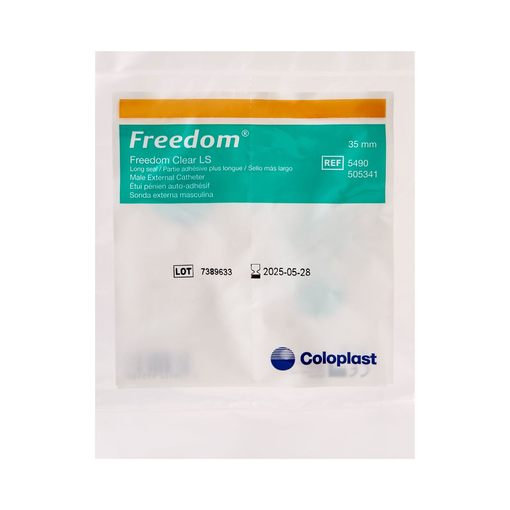 Coloplast - 5490 Male External Catheter Freedom Clear® LS Self-Adhesive Seal Silicone Large