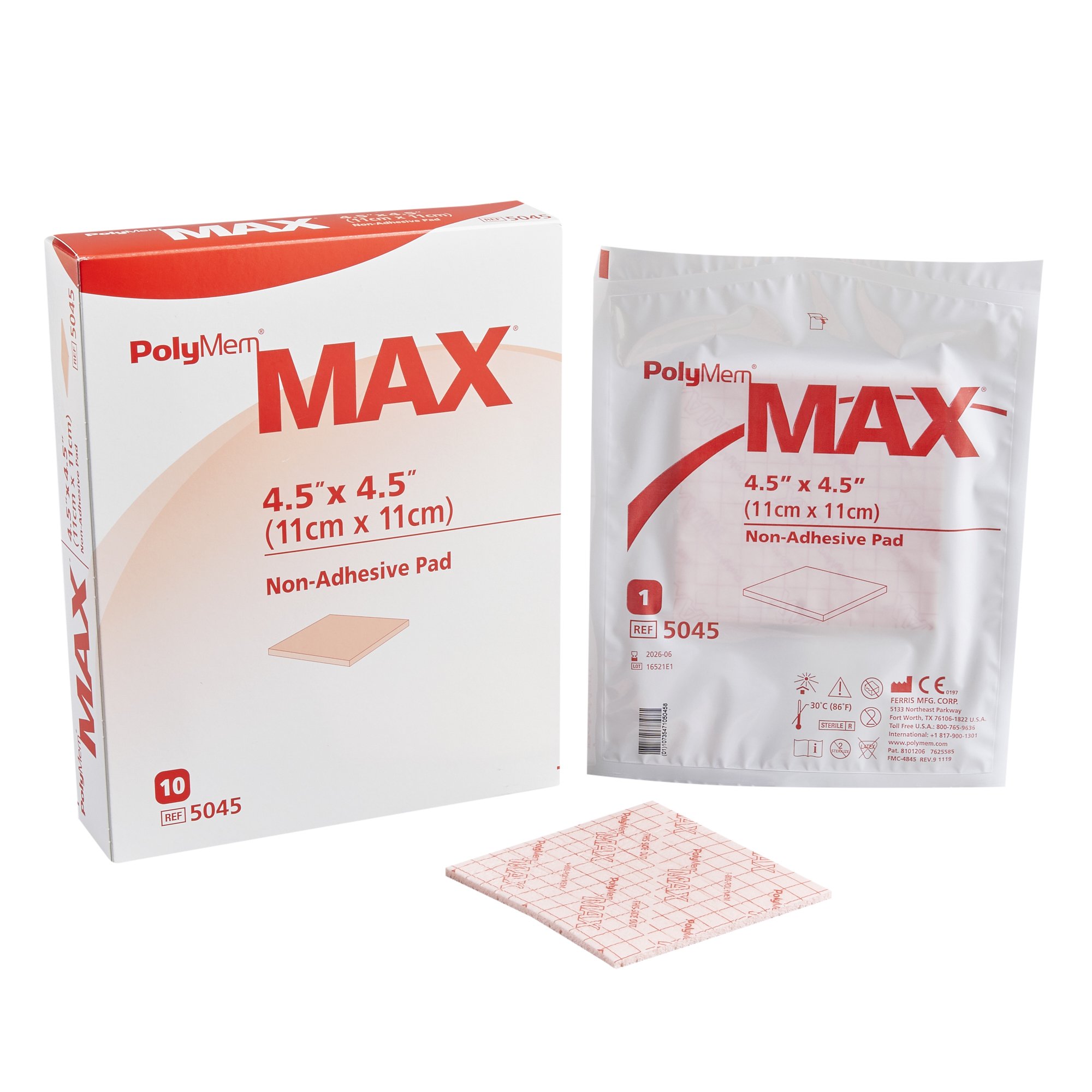Ferris Manufacturing - 5045 PolyMem® Max® Nonadhesive without Border Foam Dressing