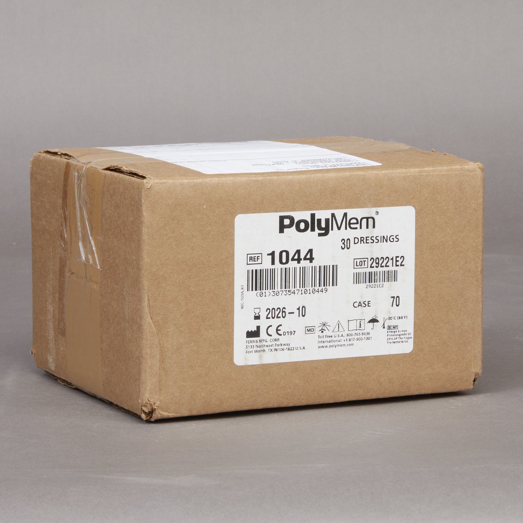 Ferris Manufacturing 1044 - PolyMem® Nonadhesive Silver Foam Dressing, 4 x 4 Inch - 1/Each, 15/Box, 30/Case