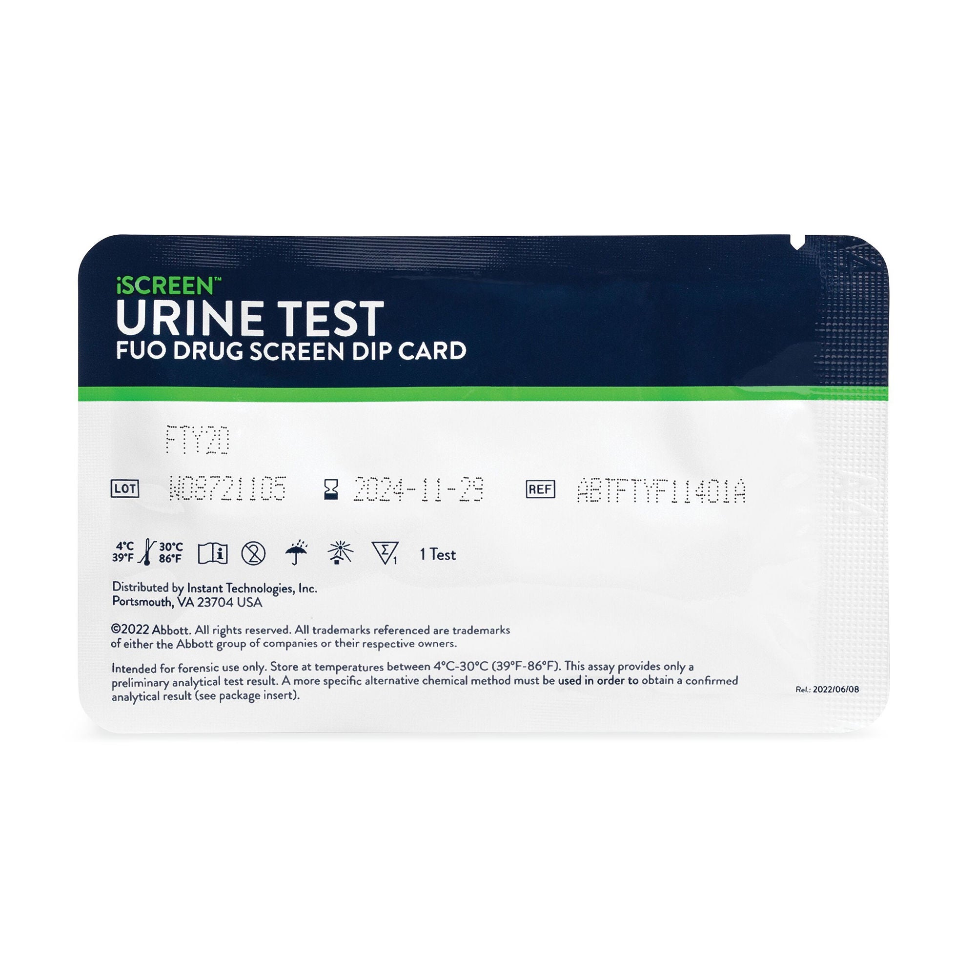 Abbott Rapid Dx North America LLC - IS5A Drugs of Abuse Test Kit iScreen® AMP, COC, OPI, PCP, THC 25 Tests CLIA Non-Waived