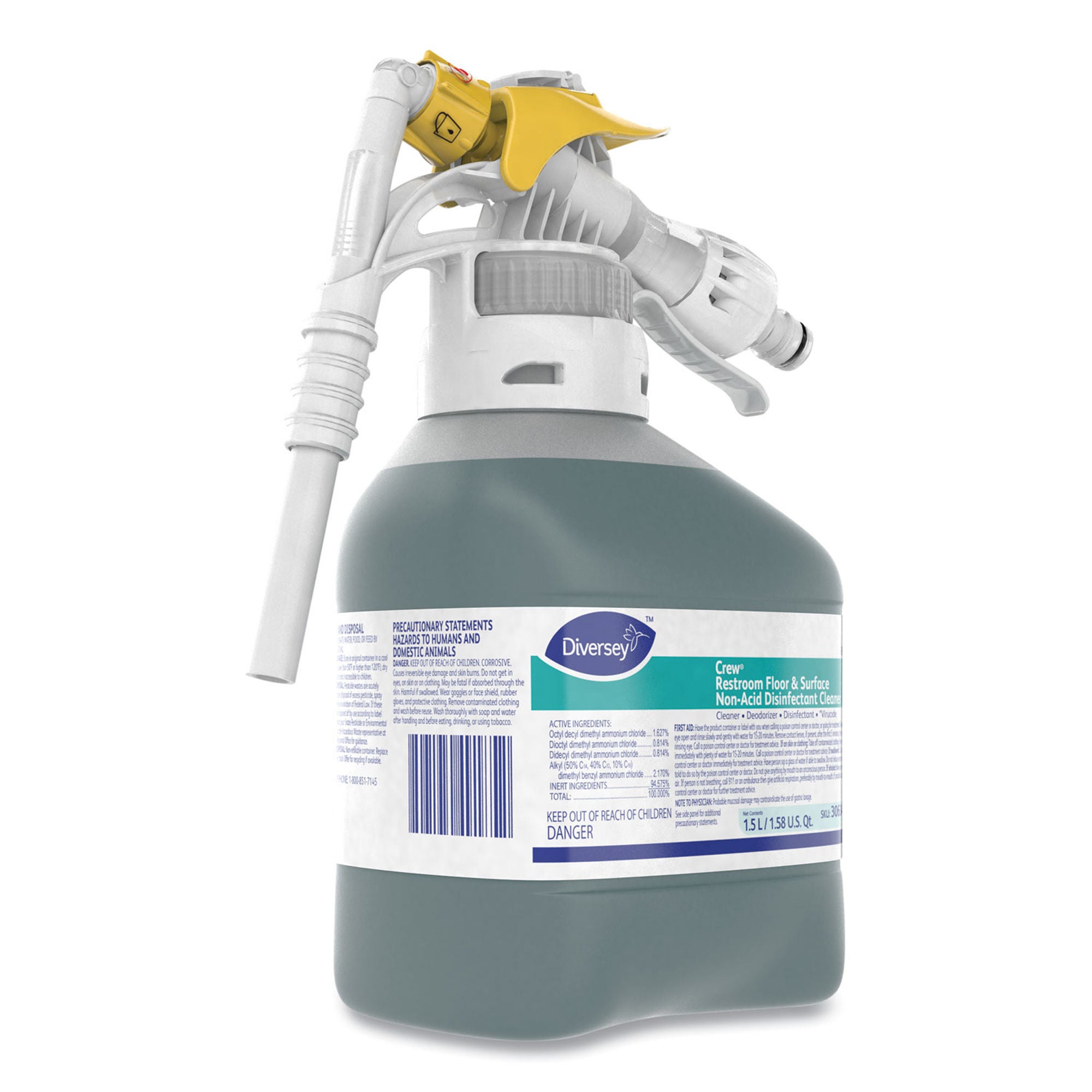Essendant Co-United Stationers - DVS3063437 Surface Disinfectant Cleaner Diversey™ Crew® Restroom Floor and Surface Nonacidic RTD® Dispensing System Liquid Concentrate 1.5 Liter Bottle Fresh Scent NonSterile
