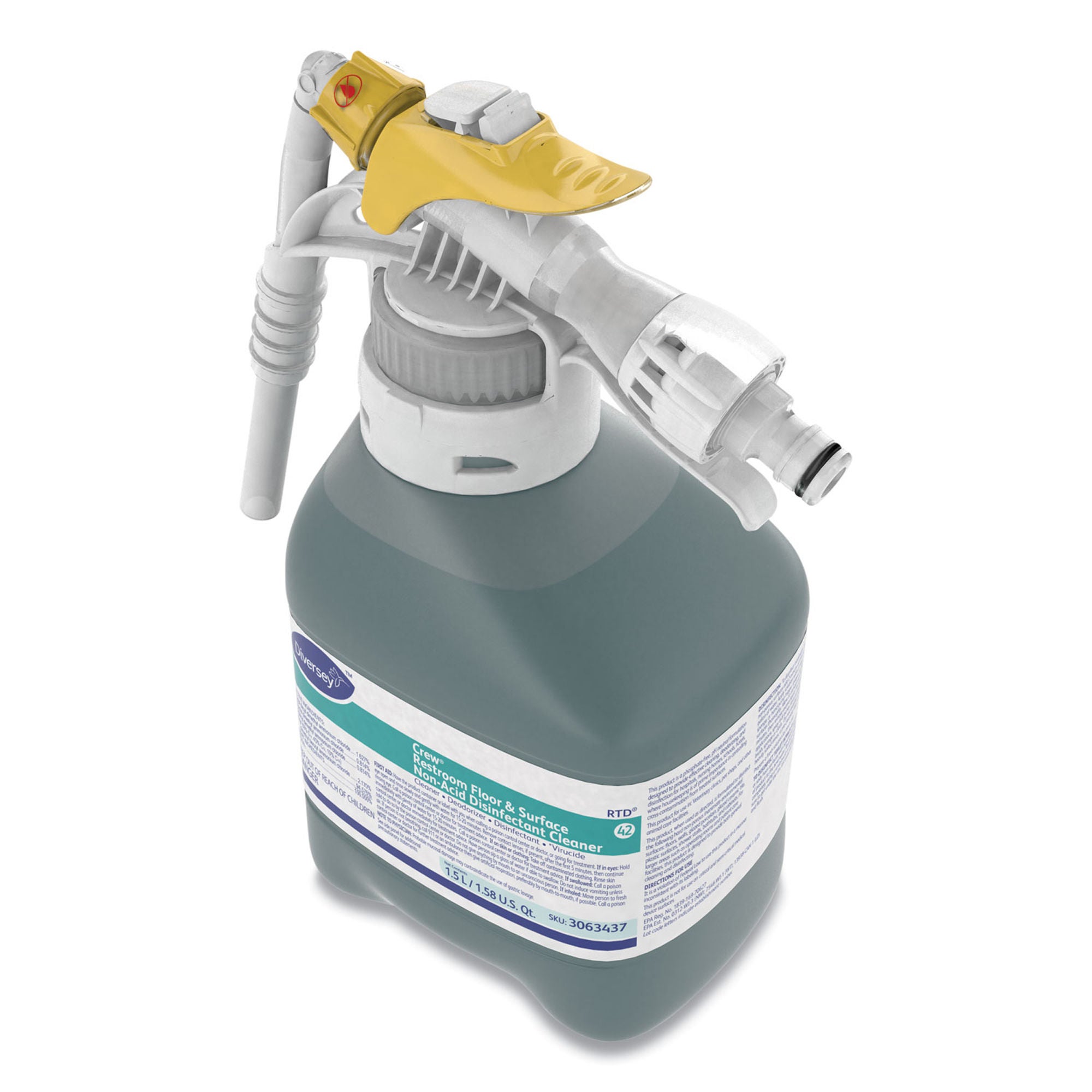 Essendant Co-United Stationers - DVS3063437 Surface Disinfectant Cleaner Diversey™ Crew® Restroom Floor and Surface Nonacidic RTD® Dispensing System Liquid Concentrate 1.5 Liter Bottle Fresh Scent NonSterile