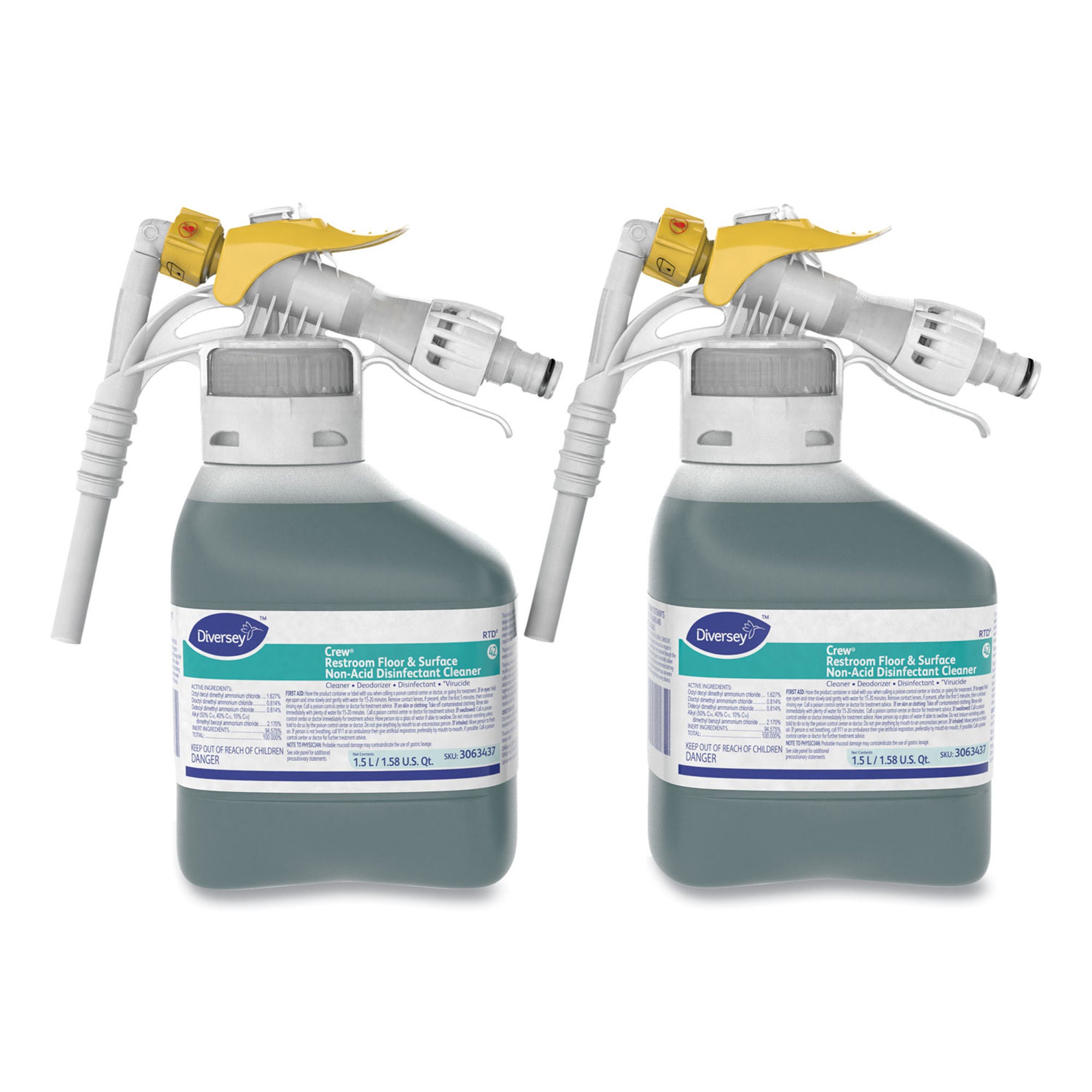 Essendant Co-United Stationers - DVS3063437 Surface Disinfectant Cleaner Diversey™ Crew® Restroom Floor and Surface Nonacidic RTD® Dispensing System Liquid Concentrate 1.5 Liter Bottle Fresh Scent NonSterile