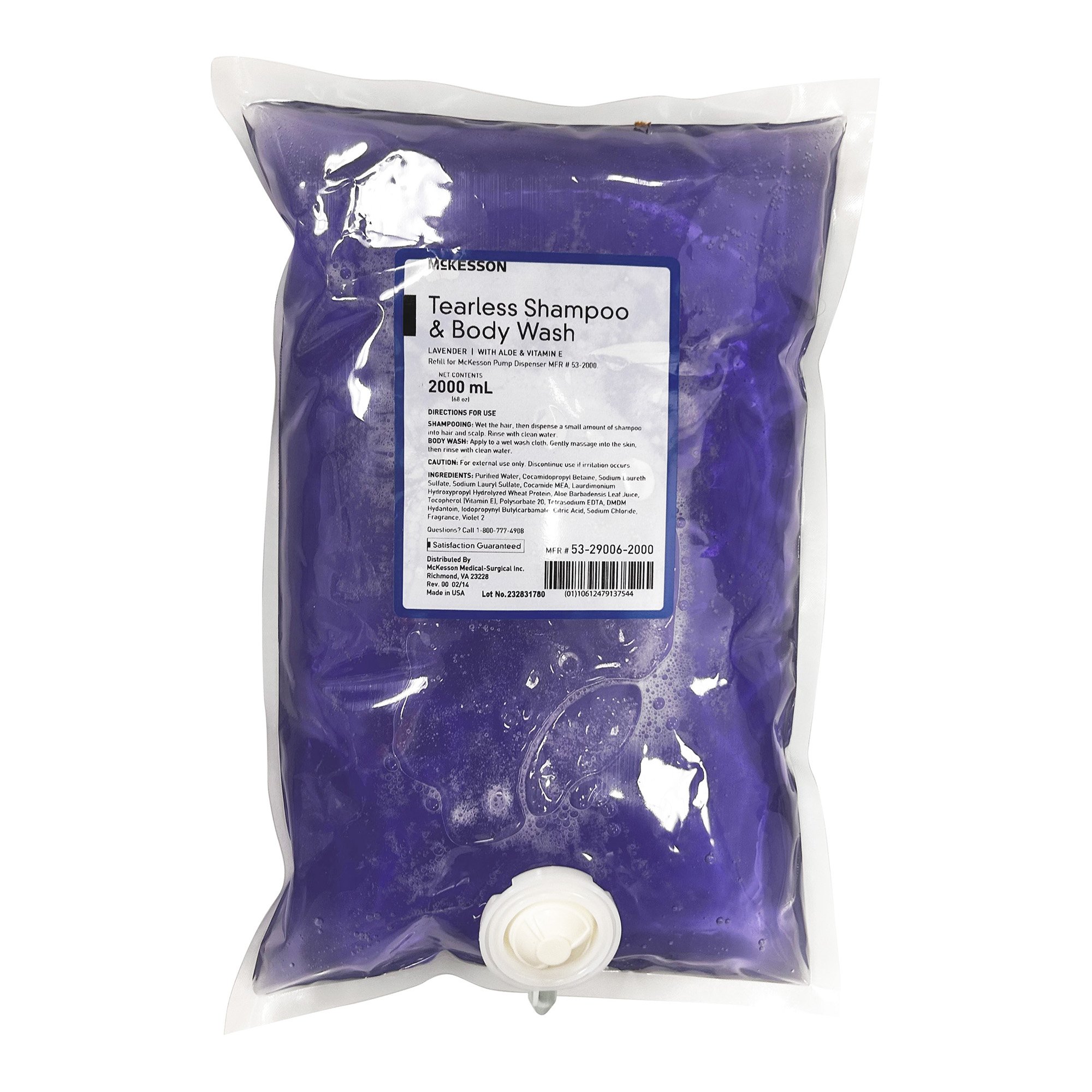 McKesson Brand 53-29006-2000 - McKesson Tearless Shampoo & Body Wash, 2000 mL Dispenser Refill Bag, Lavender - 1/Case