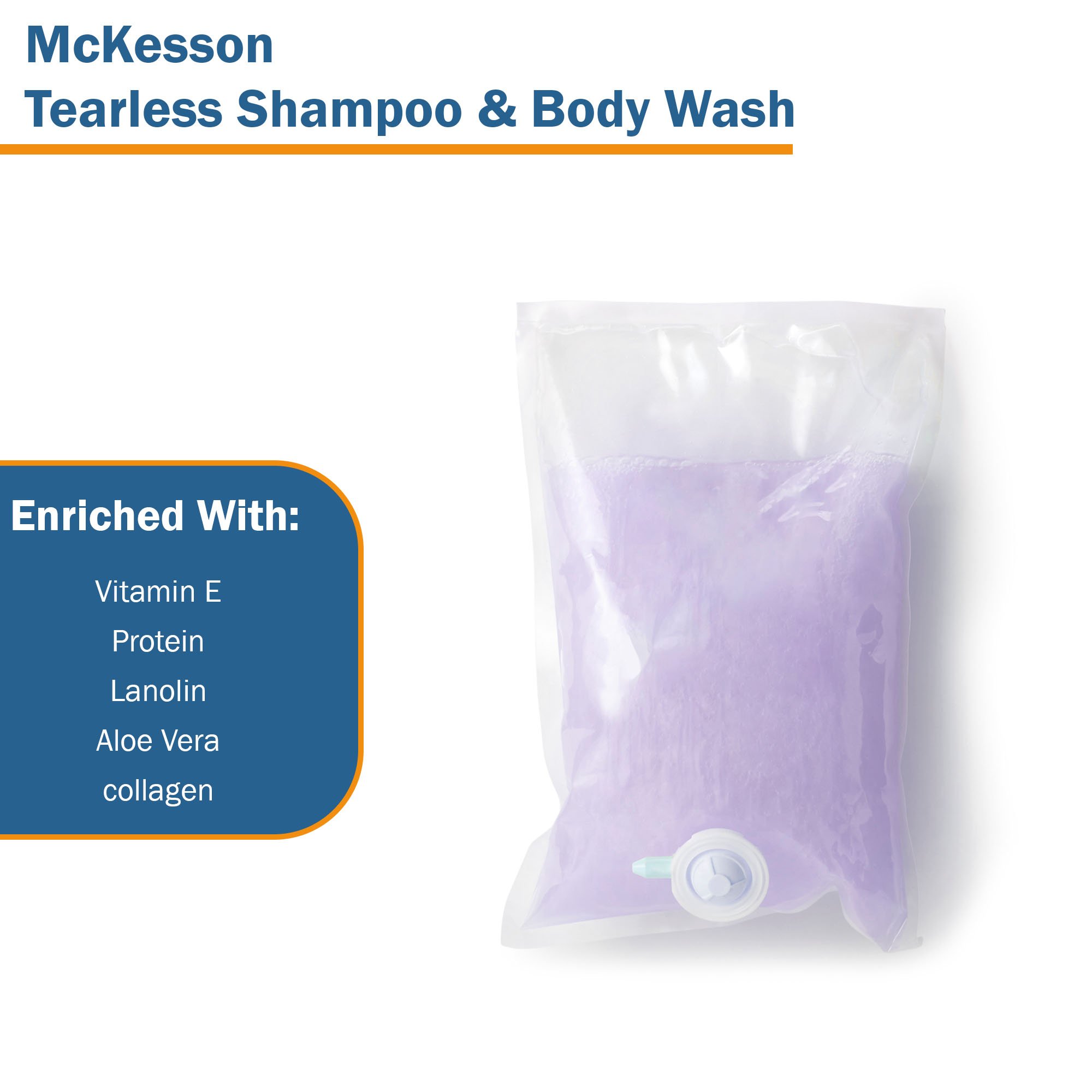 McKesson Brand 53-29006-2000 - McKesson Tearless Shampoo & Body Wash, 2000 mL Dispenser Refill Bag, Lavender - 1/Case