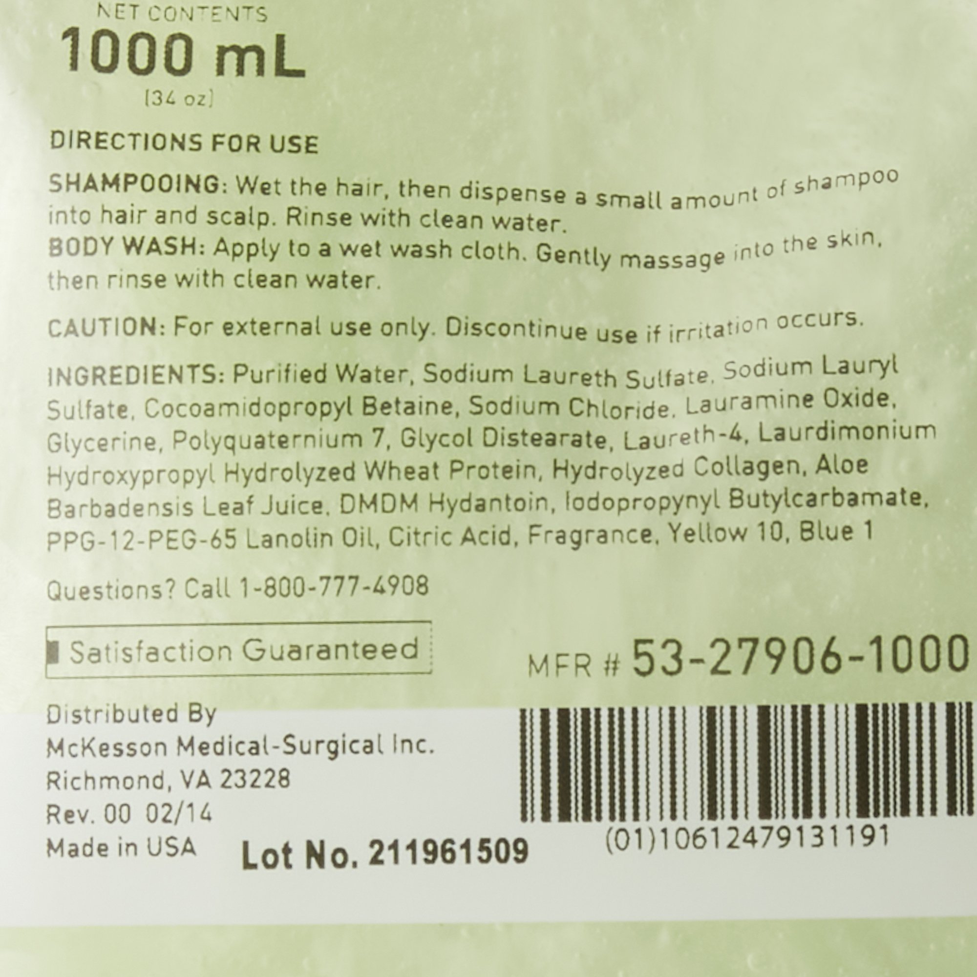 McKesson Brand 53-27906-1000 - McKesson Shampoo and Body Wash Dispenser Refill Bag 1000 mL, Cucumber Melon - 1/Each, 10/Case