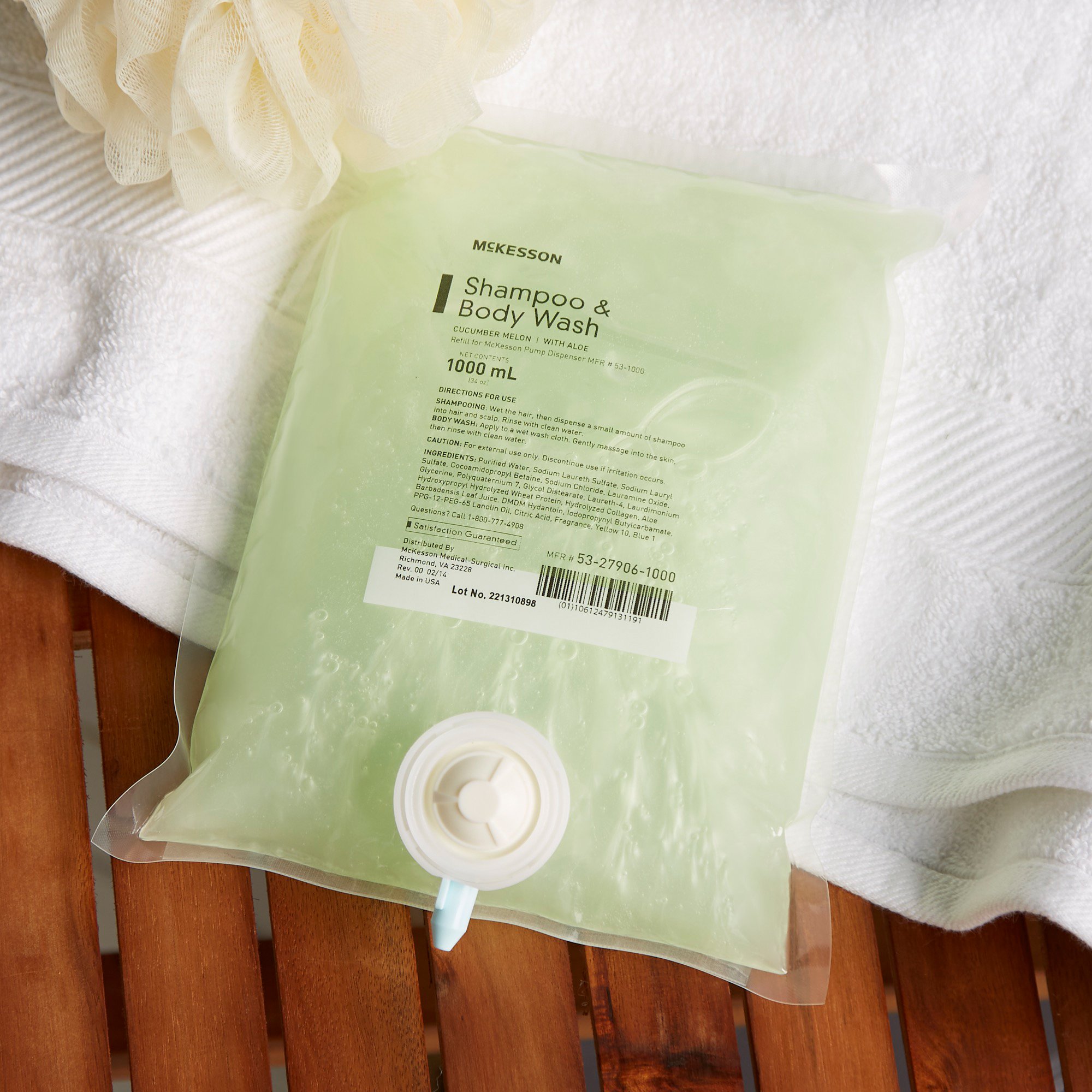 McKesson Brand 53-27906-1000 - McKesson Shampoo and Body Wash Dispenser Refill Bag 1000 mL, Cucumber Melon - 1/Each, 10/Case