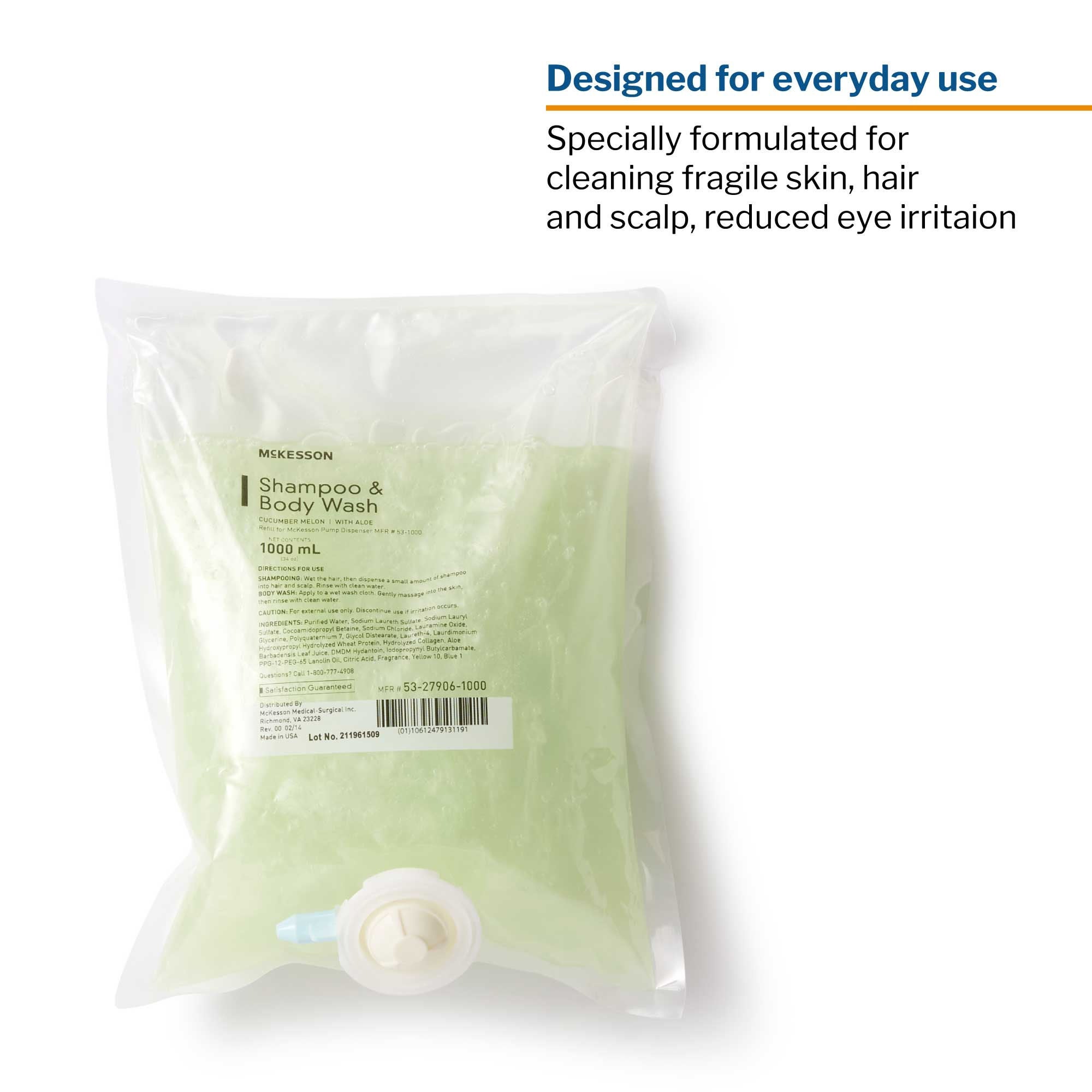 McKesson Brand - 53-27906-1000 McKesson Shampoo and Body Wash Dispenser Refill Bag 1000 mL