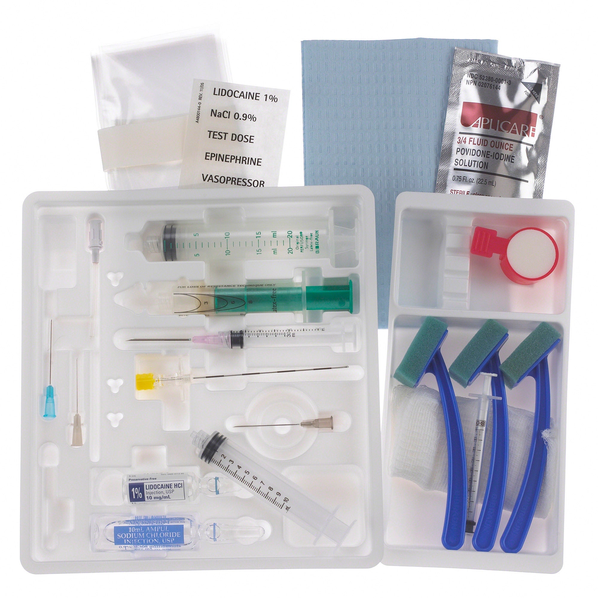 B. Braun - 332258 Epidural Tray Perifix® Single Shot Tuohy / Winged / Metal Stylet 20 Gauge 3-1/2 Inch