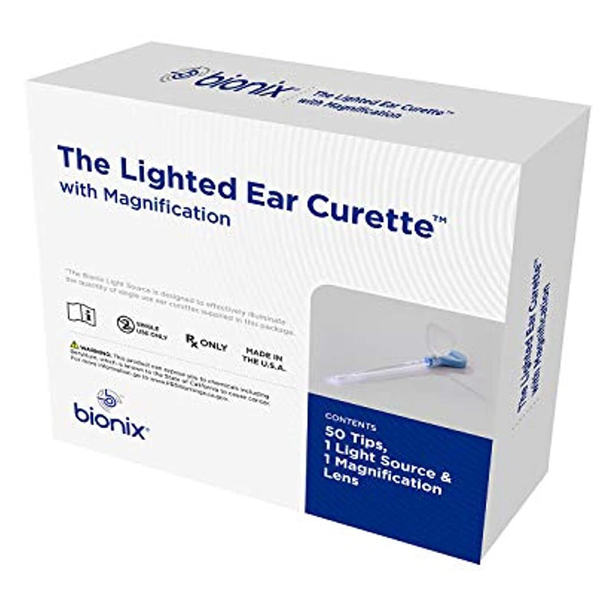 Bionix - 2245 Ear Curette Kit with Non-Rechargeable Light Lighted Ear Curette™ Round Handle Assorted Tip Sizes Lighted Tip with Magnification