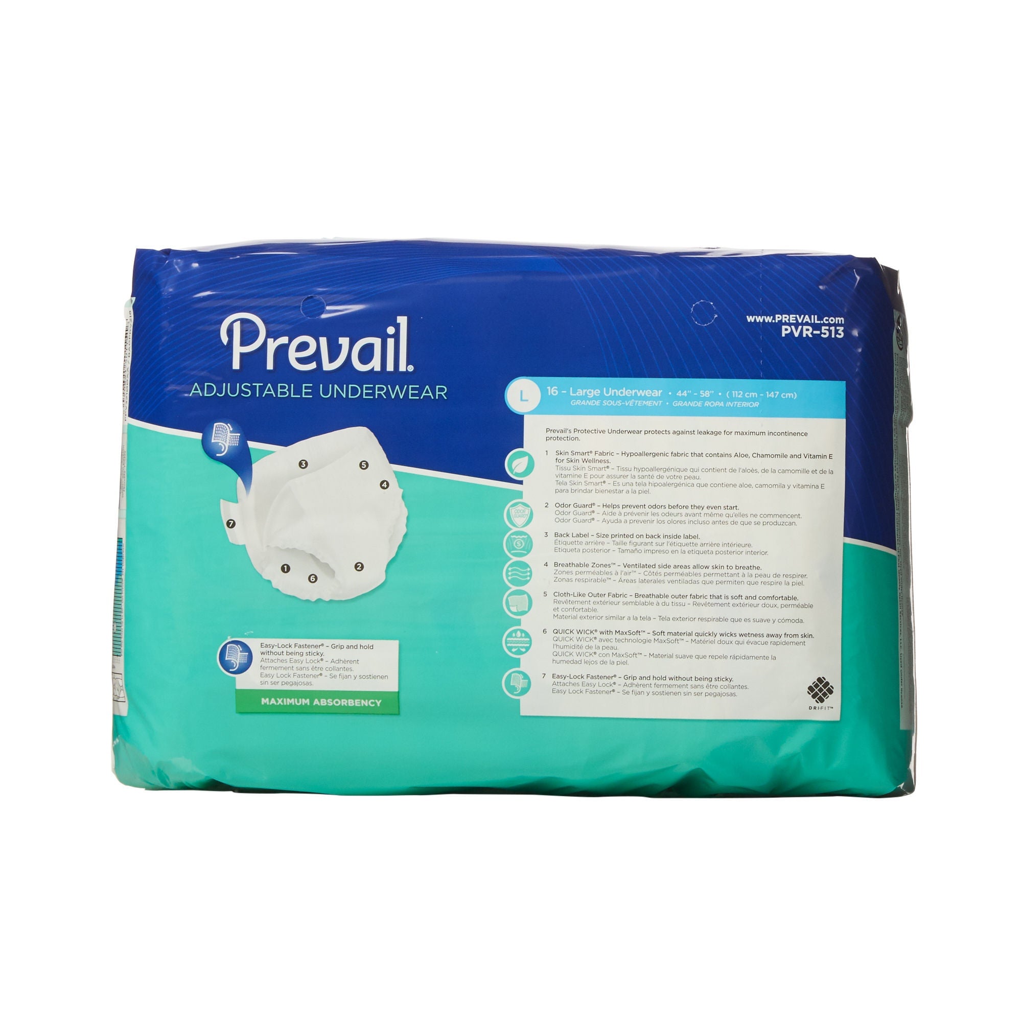 First Quality Products LLC - PVR-513 Absorbent Underwear Prevail® Adjustable Adult Large Unisex Disposable Moderate Absorbency
