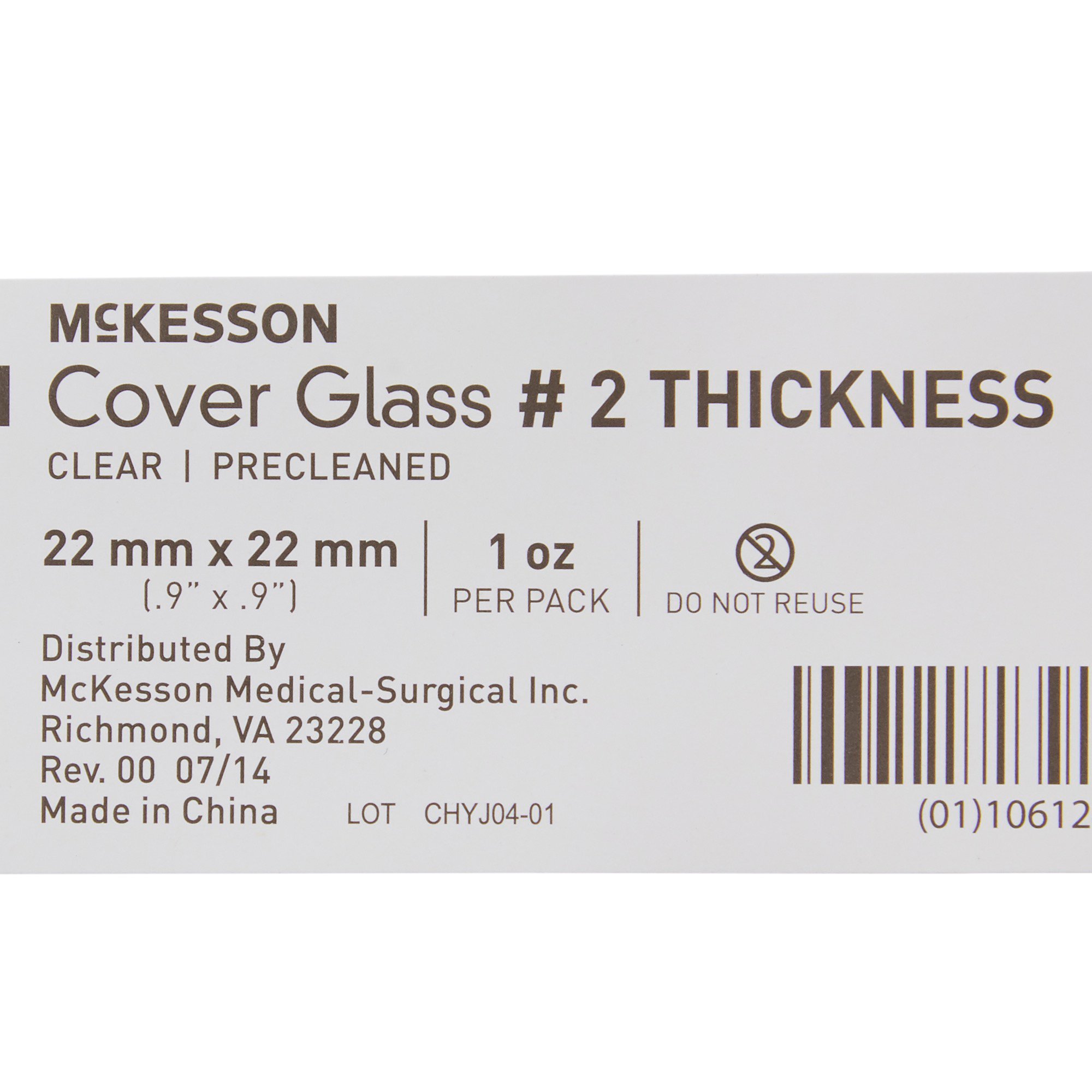 McKesson Brand 16-7136 - McKesson No. 2 Thickness Cover Glass, 22 x 22 mm - 1/Pack, 10/Box