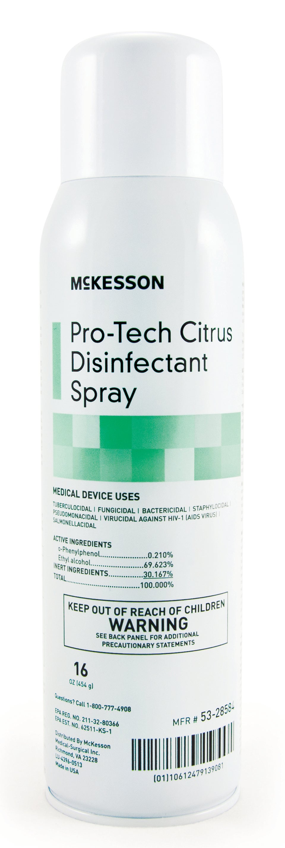 McKesson Brand - 53-28584 Surface Disinfectant Cleaner McKesson Pro-Tech Alcohol Based Aerosol Spray Liquid 16 oz. Can Citrus Scent