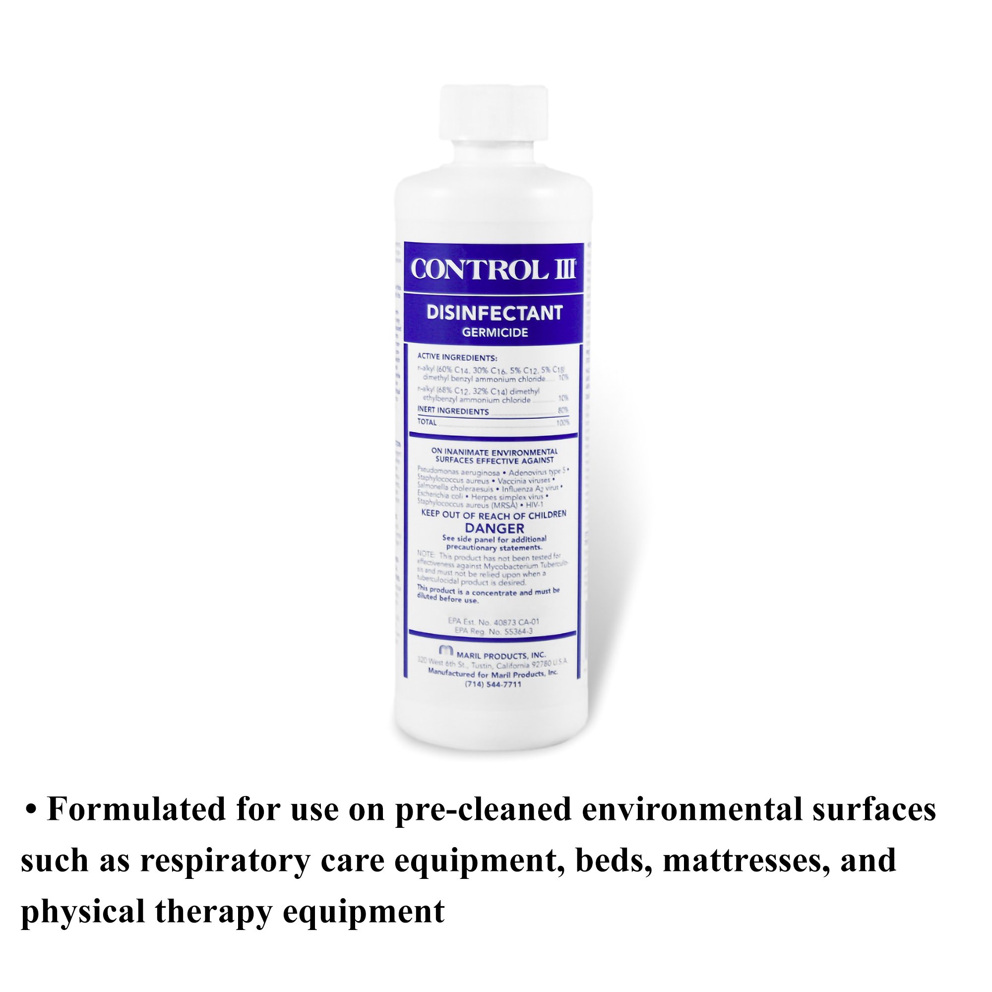 Maril Products C3-DISP-12 - Control III® Surface Disinfectant Germicide Cleaner, 16 oz. - 1/Each, 12/Case