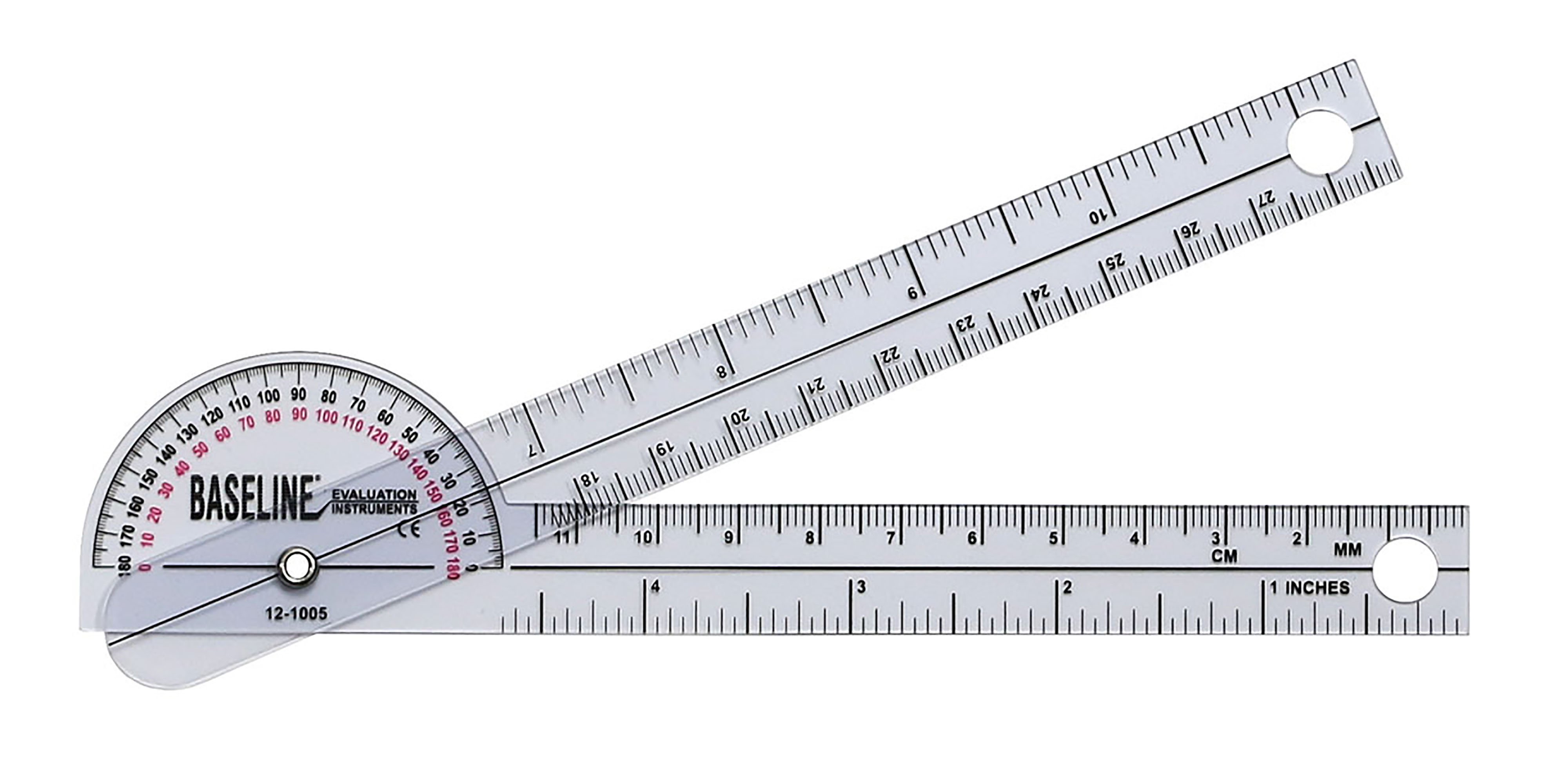Fabrication Enterprises 12-1005 - Baseline® 180° Head Plastic Goniometer, 6 Inch Arms - 1/Each