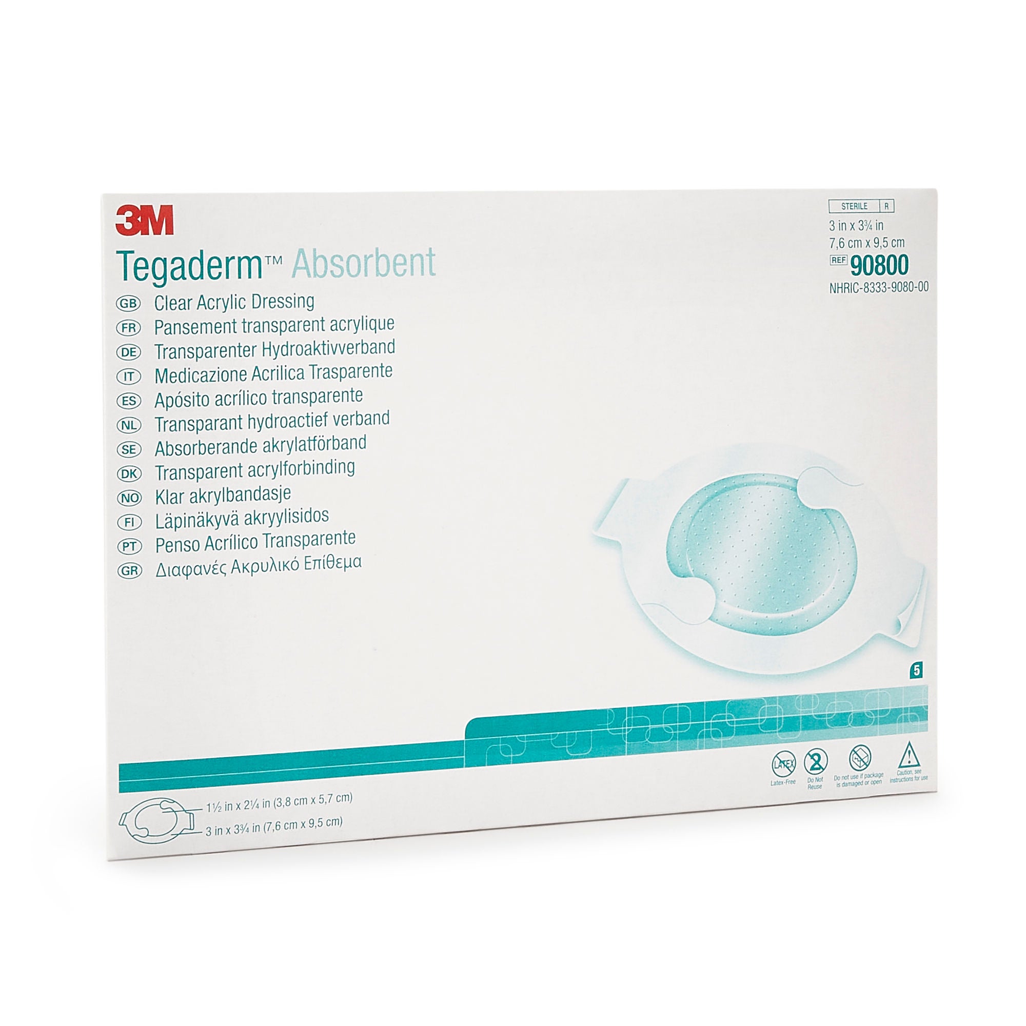 Solventum Corporation - 90800 Absorbent Acrylic Transparent Film Dressing 3M™ Tegaderm™ 3 X 3-1/4 Inch 2 Tab Delivery Oval Sterile