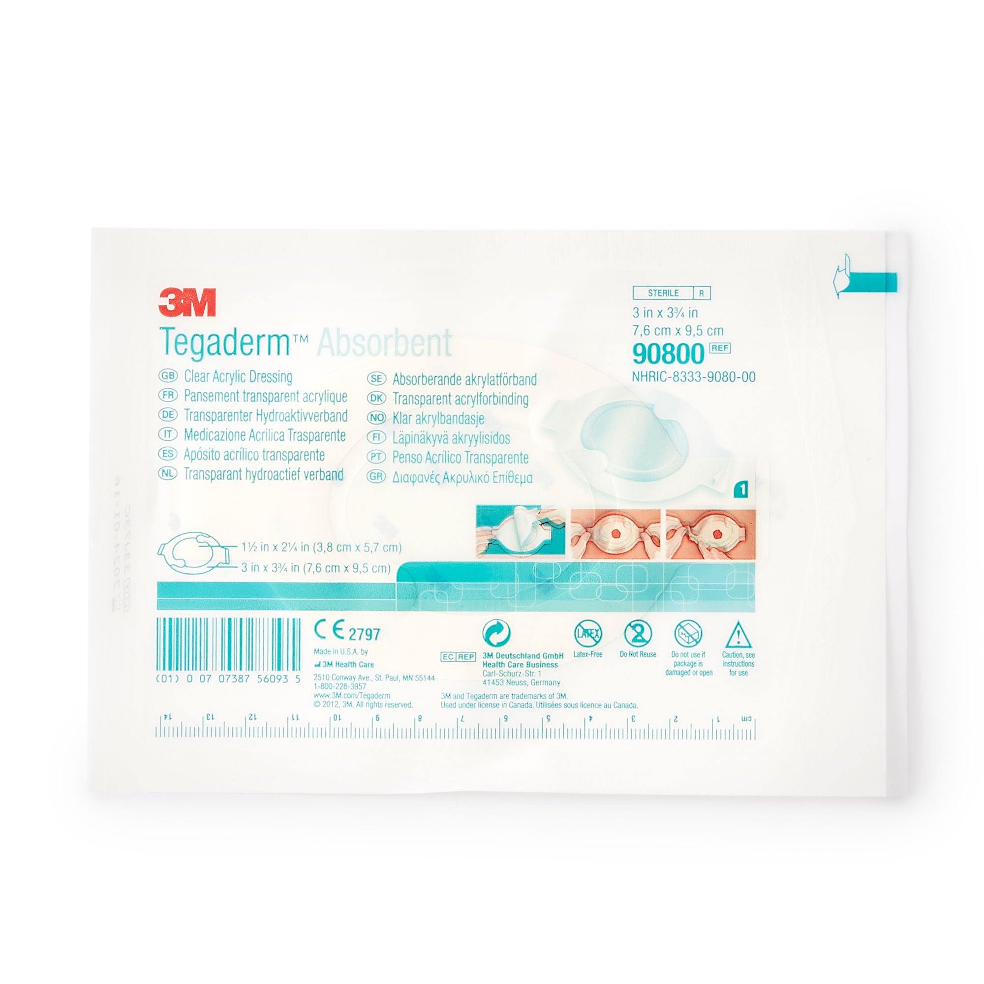 Solventum Corporation - 90800 Absorbent Acrylic Transparent Film Dressing 3M™ Tegaderm™ 3 X 3-1/4 Inch 2 Tab Delivery Oval Sterile
