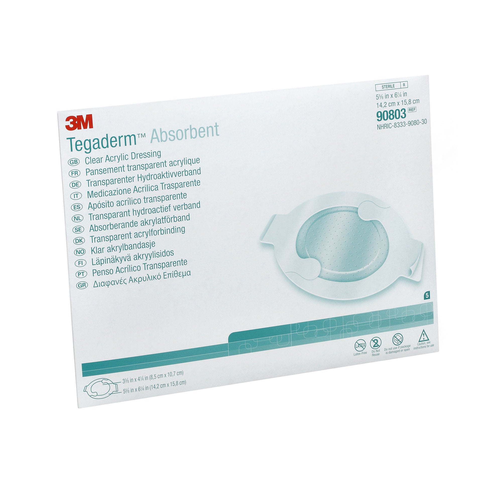 Solventum Corporation - 90803 Absorbent Acrylic Transparent Film Dressing 3M™ Tegaderm™ 5-5/8 X 6-1/4 Inch 2 Tab Delivery Oval Sterile