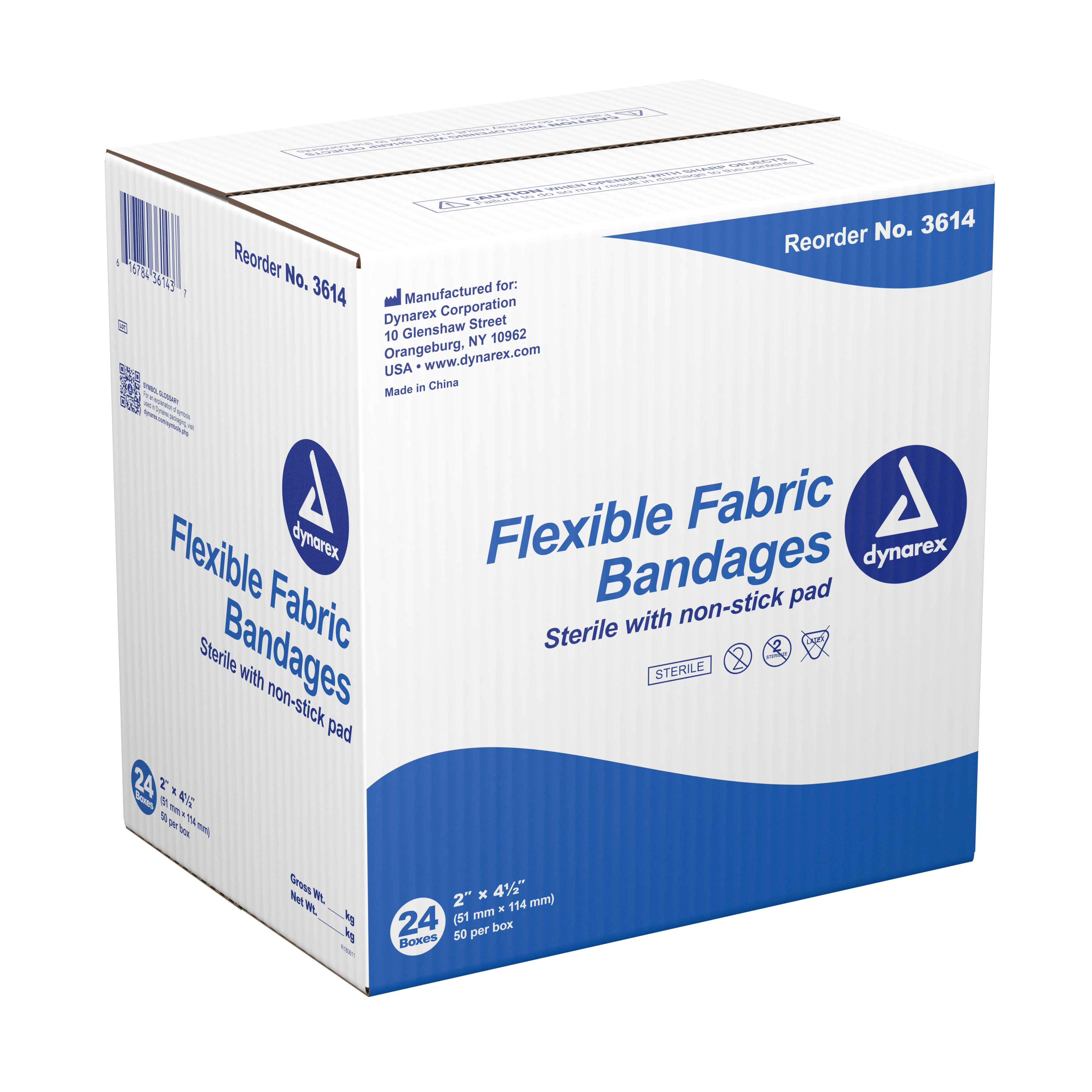Dynarex 3614 - dynarex® Tan Adhesive Strip, 2 x 4.5 Inch - 50/Box, 1200/Case