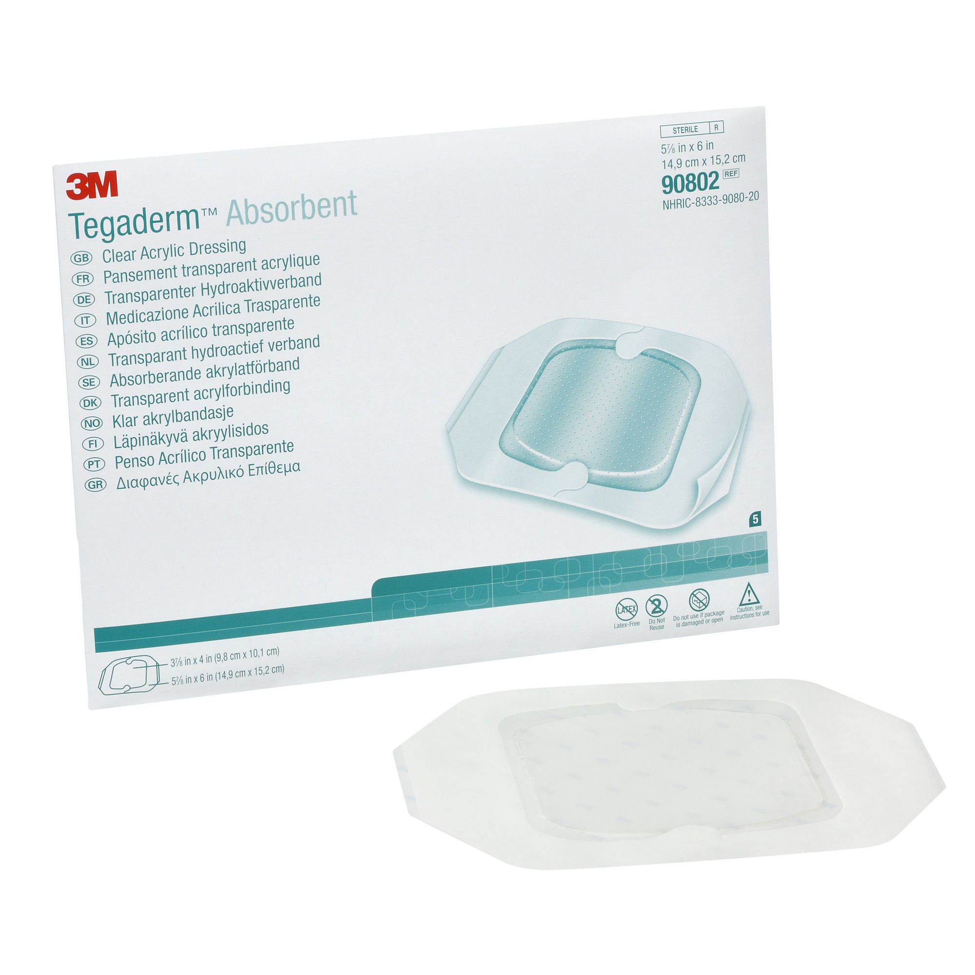 Solventum Corporation - 90802 Absorbent Acrylic Transparent Film Dressing 3M™ Tegaderm™ 5-7/8 X 6 Inch 2 Tab Delivery Rectangle Sterile