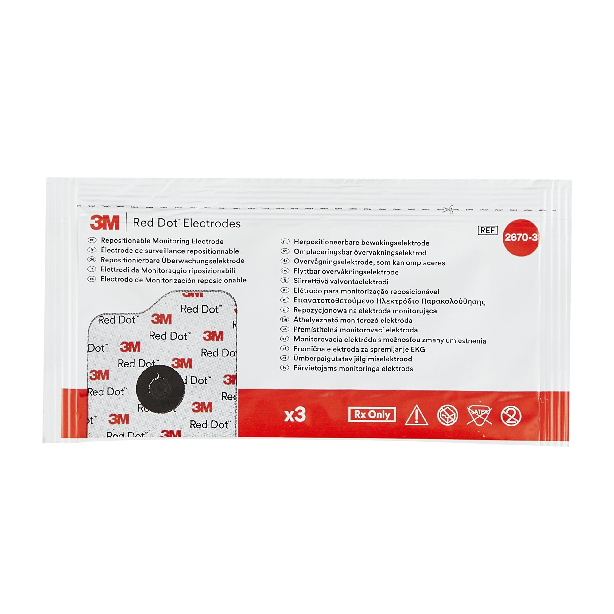 Solventum Corporation 2670-3 - 3M™ Red Dot™ EKG Snap Electrode - 3/Bag, 600/Case