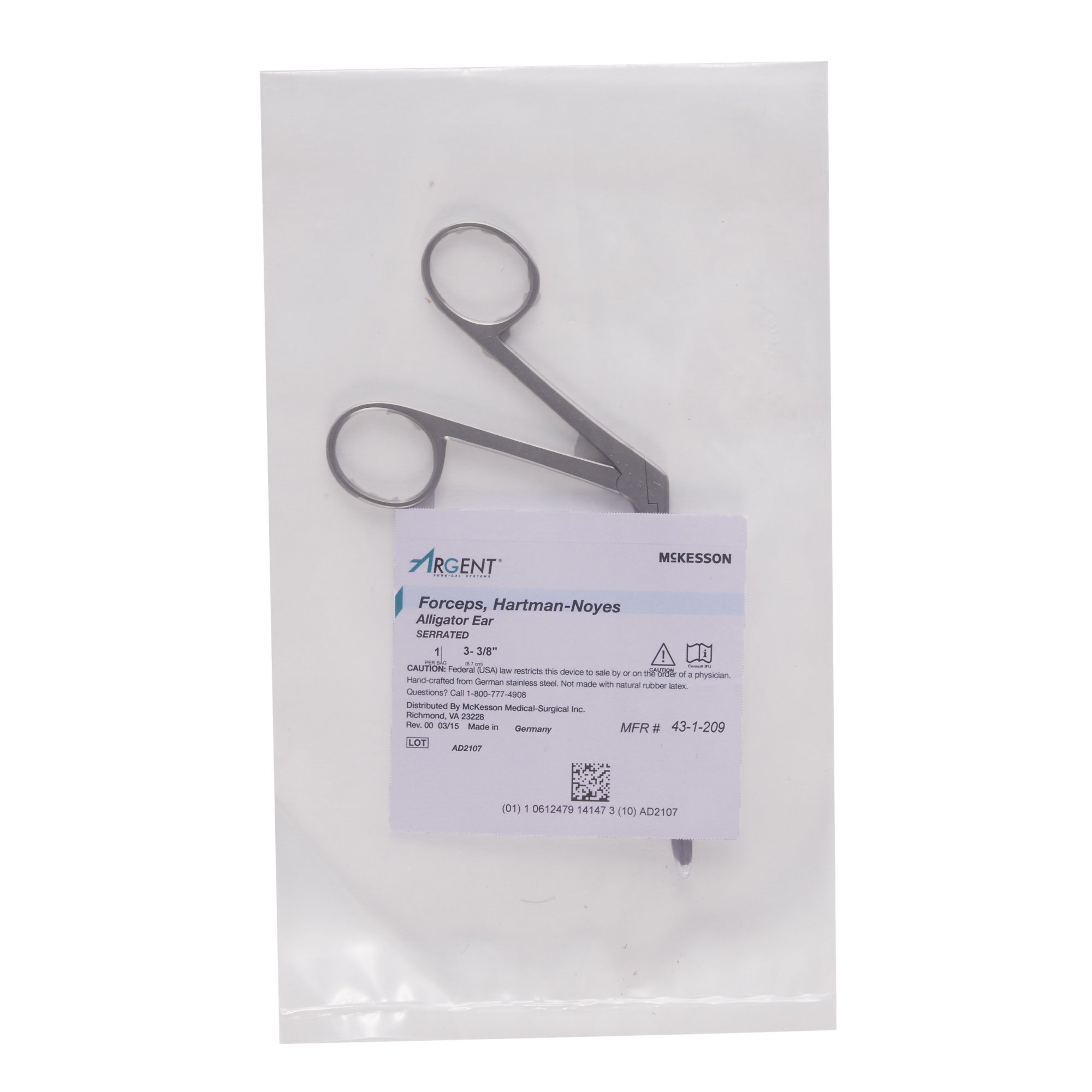 McKesson Brand 43-1-209 - McKesson Argent™ Ear Forceps - 1/Each