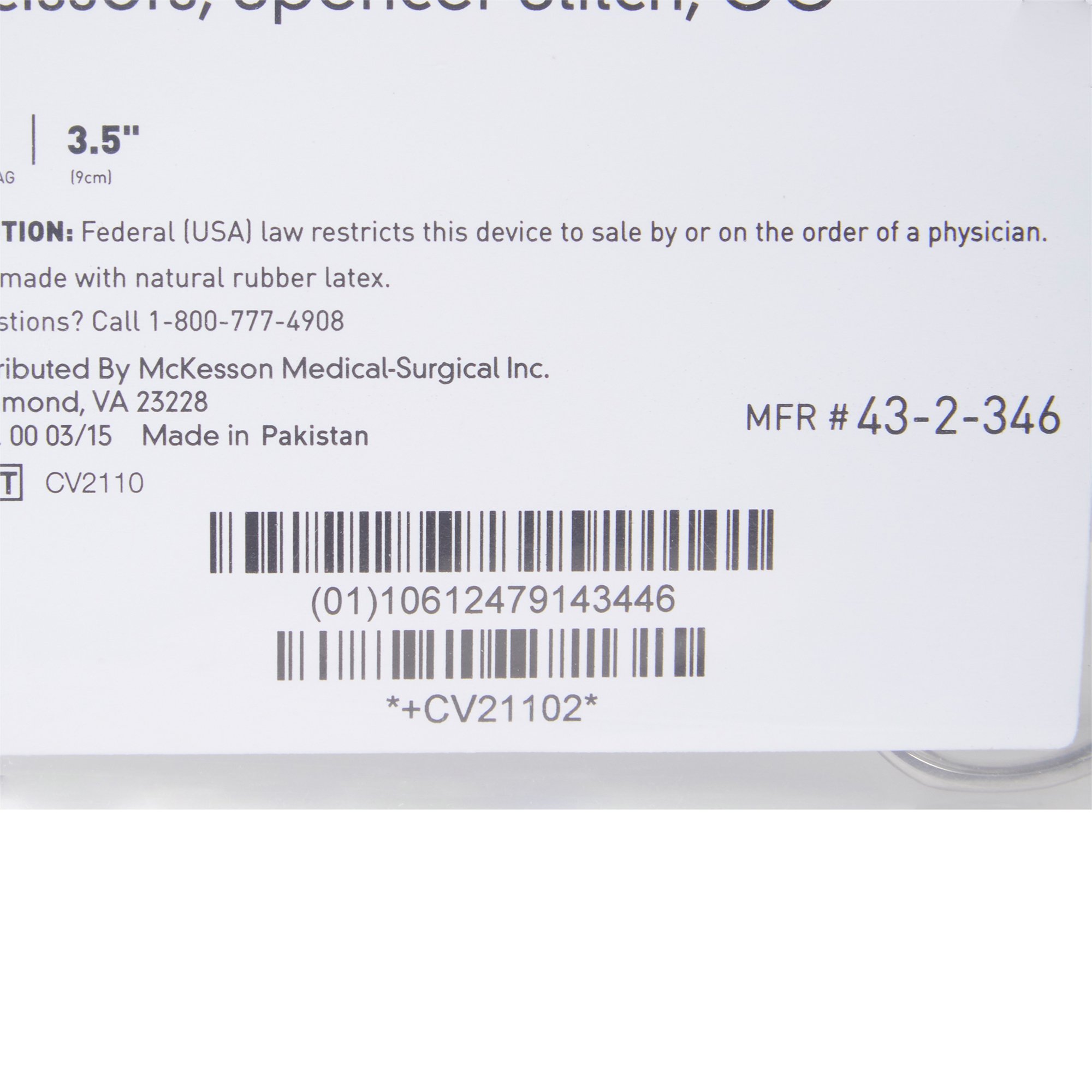 McKesson Brand 43-2-346 - McKesson Stitch Scissors, 3-1/2 Inch Length - 1/Each
